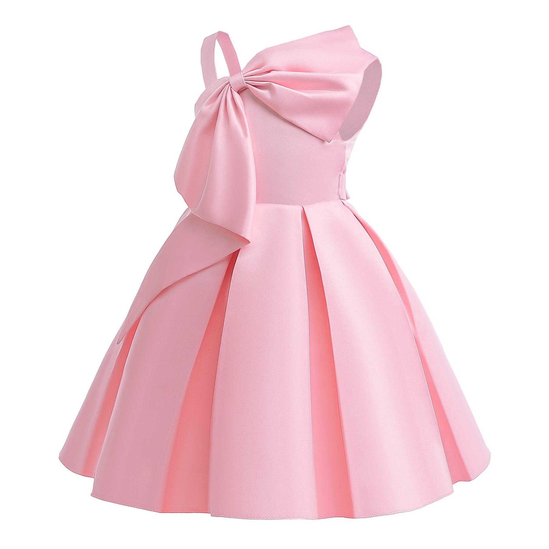 Wholesale 2-10Y Girls Single Strap Big Bow Woven Princess Dress, Kids Birthday Party Soft Matte Woven Formal Gown
