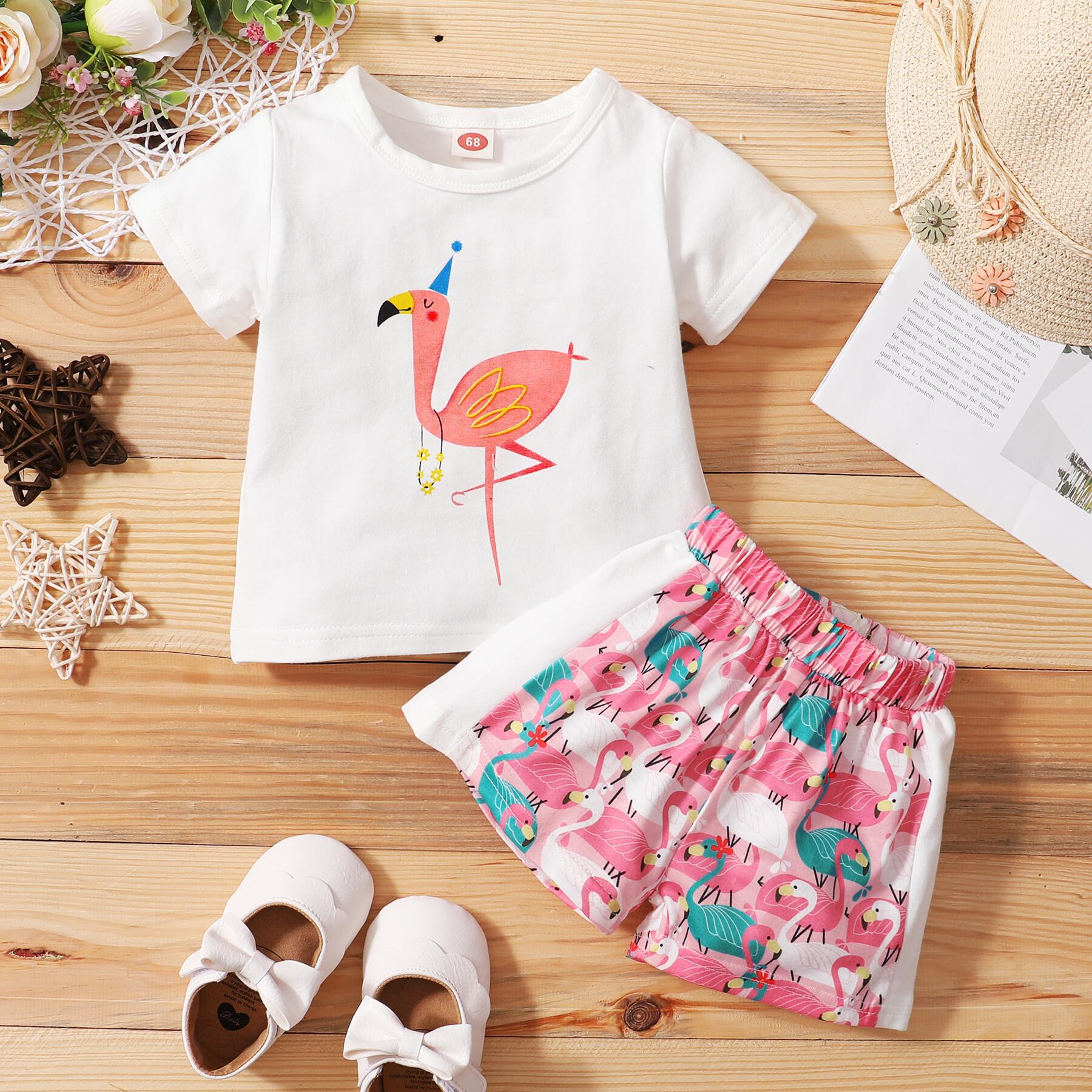 3-24M Infant Kids Girl Clothes Short Sleeve Shirt Top Shorts Set Infant Baby Girl Shorts Outfits Catpapa L2006085