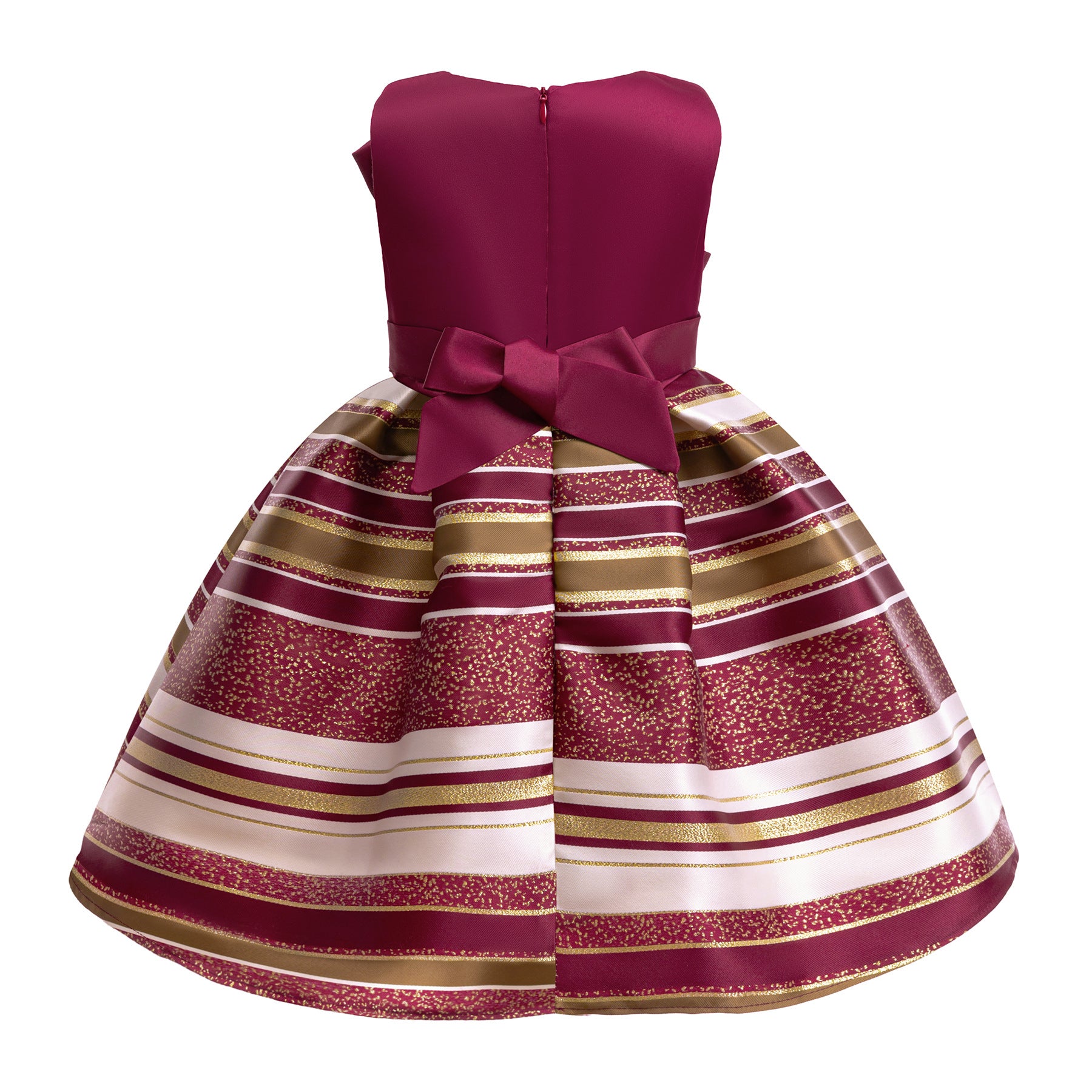 Wholesale 2-10Y Girls Sleeveless Big Bow Striped Jacquard Princess Dress, Kids Birthday Party Soft Woven Formal Gown