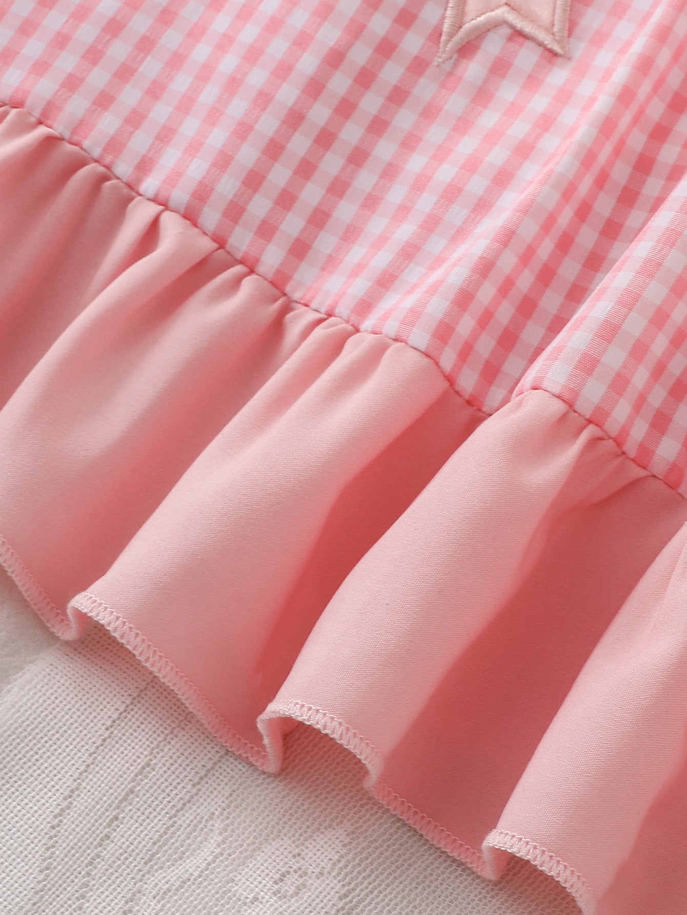 Wholesale 6M-5Y Girls Ruffle Collar Gingham Bow Applique Woven Dress, Kids Soft Long Sleeve Sweet Plaid Casual Dress