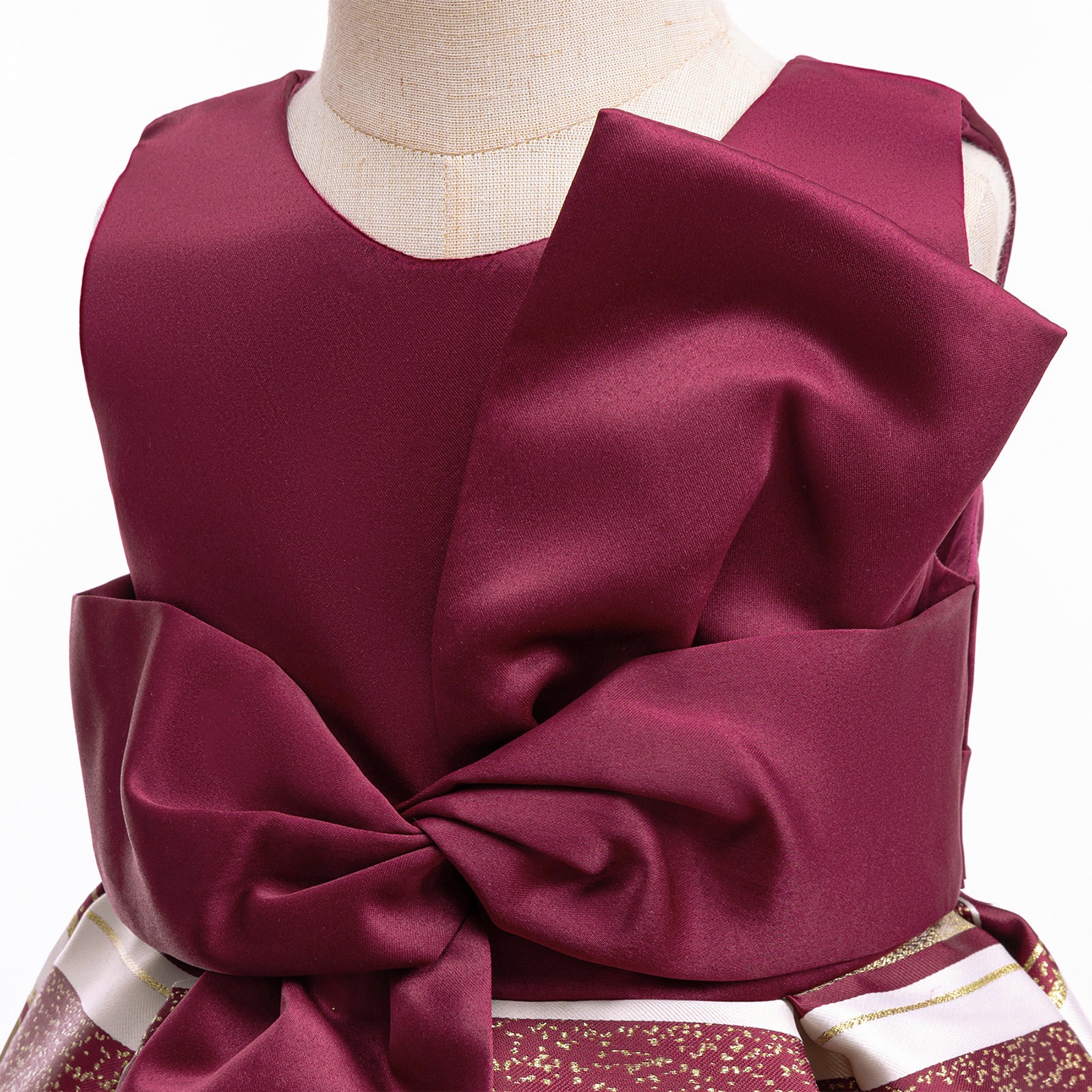 Wholesale 2-10Y Girls Sleeveless Big Bow Striped Jacquard Princess Dress, Kids Birthday Party Soft Woven Formal Gown