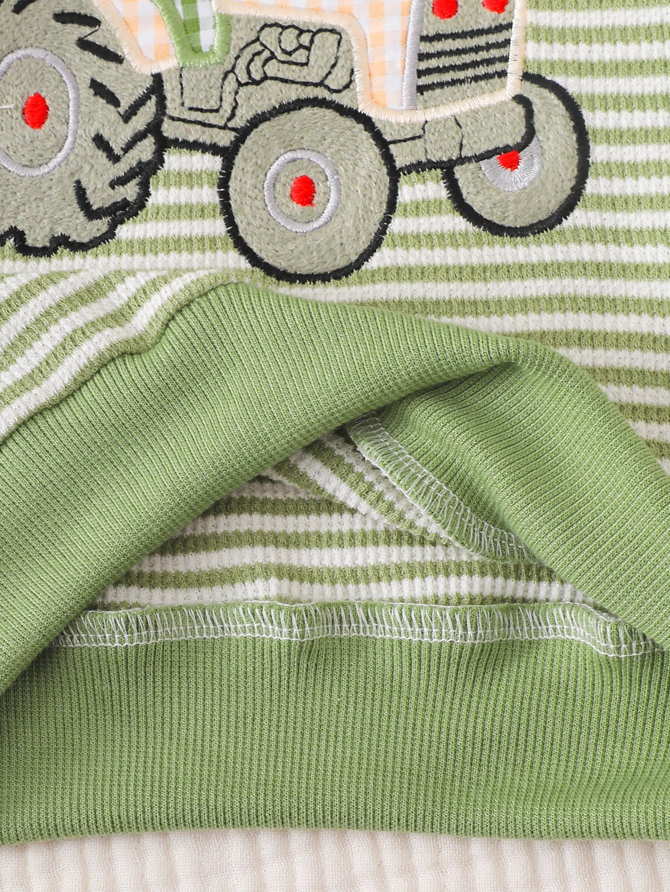 Wholesale 6M-4T Boys 2Pcs Stripe Tractor Embroidery Outfit Set, Soft Rib Knit Casual Crew Neck Sweatshirt & Jogger Pants