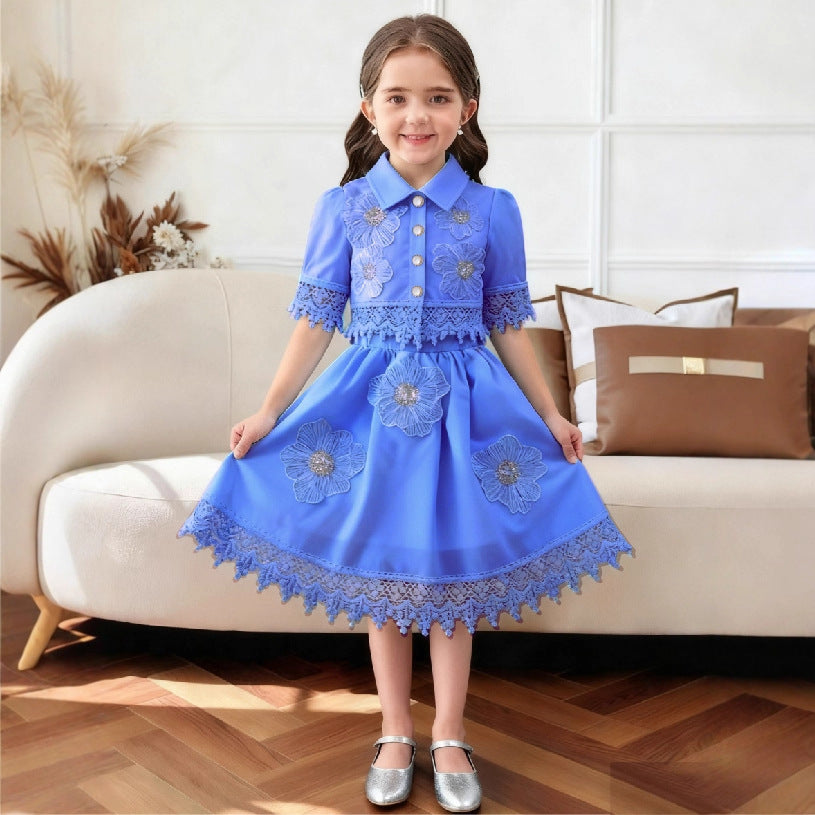 2-8Y Wholesale Girls Dress Bulk Flower Girl Dresses White Lace Christian Baptism Dress Muslim Eid Al-Fitr Bulk Kids Clothes