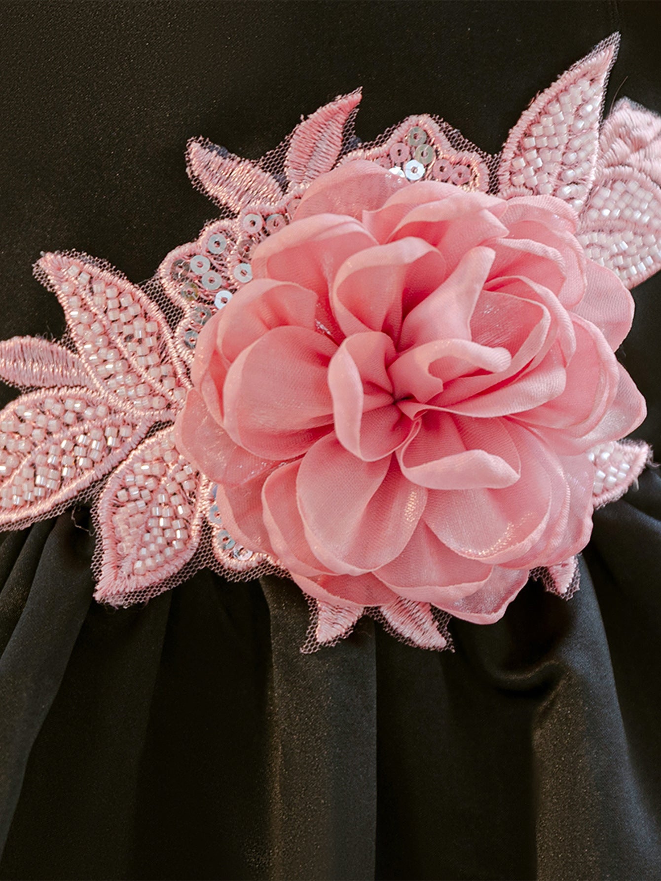 Wholesale 2-10Y Girls Spaghetti Strap 3D Rose Woven Tulle Princess Dress, Kids Birthday Party Rhinestone Applique Soft Fabric Formal Gown