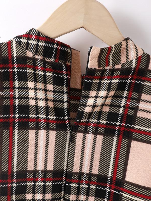 8-14Y Ready Stock Big Girls Dress Plaid Print Long Sleeve Round Neckline Dress One Piece Casual Dress Catpapa 462307017