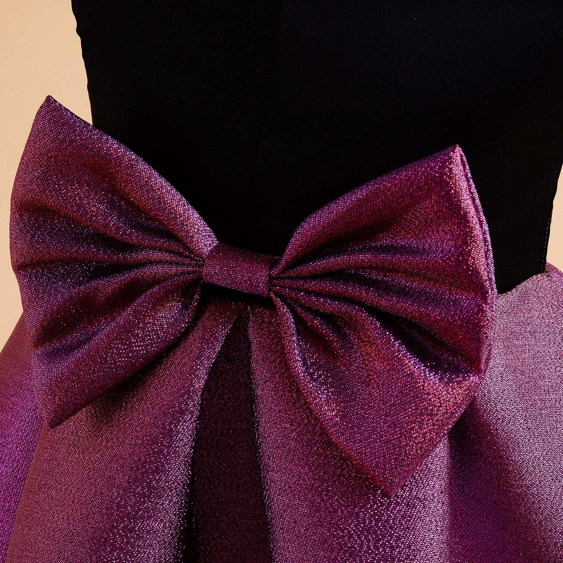 Wholesale 2-10Y Girls Asymmetrical Spaghetti Strap Big Bow Color Block Woven Princess Dress, Kids Birthday Party Soft Shimmer Woven Formal Gown