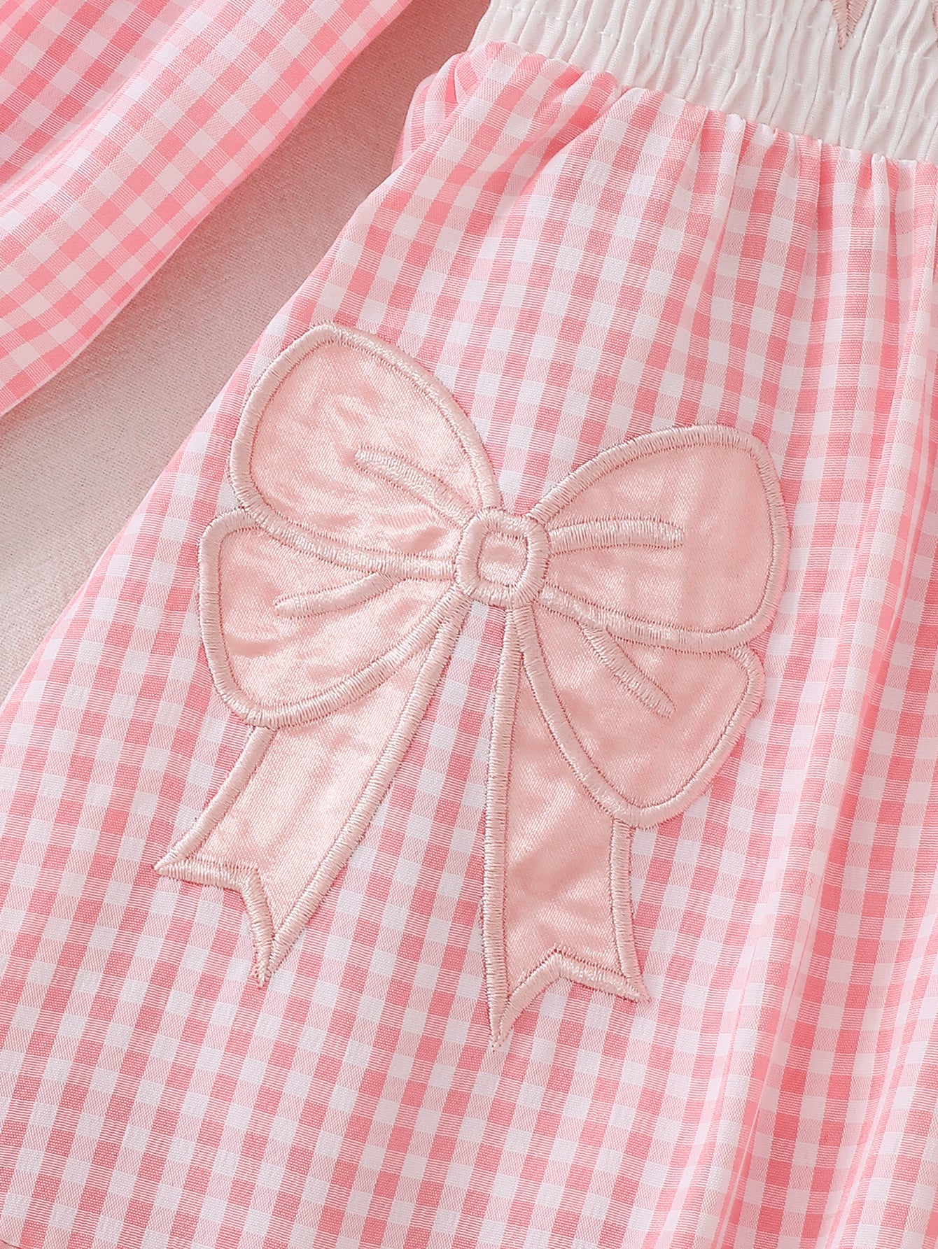 Wholesale 6M-5Y Girls Ruffle Collar Gingham Bow Applique Woven Dress, Kids Soft Long Sleeve Sweet Plaid Casual Dress
