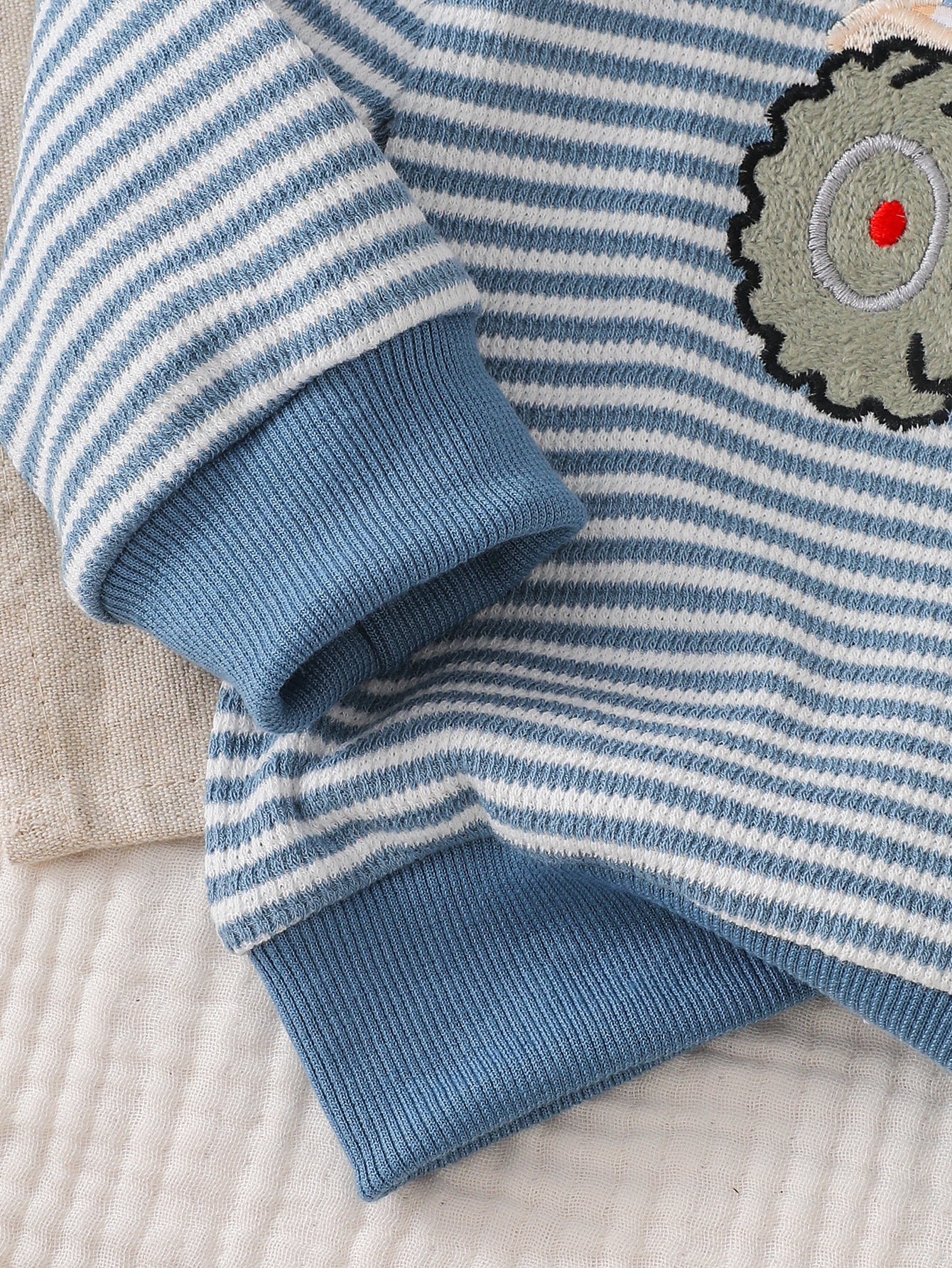 Wholesale 6M-4T Boys 2Pcs Stripe Tractor Embroidery Outfit Set, Soft Rib Knit Casual Crew Neck Sweatshirt & Jogger Pants