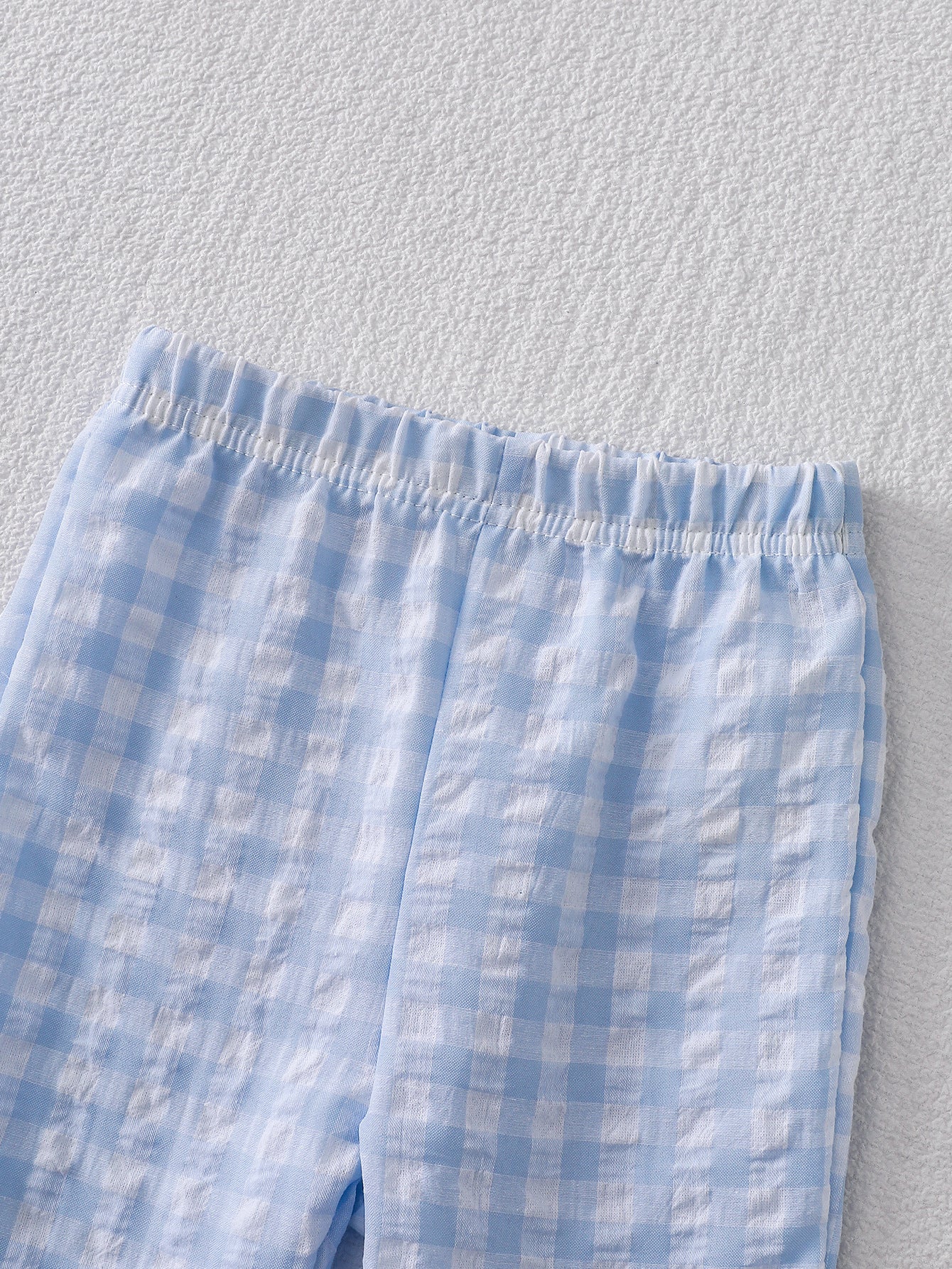 Wholesale 6M-4T Girls 2Pcs Gingham Lace Bow Long Sleeve Pajama Set, Kids Soft Woven Plaid Sweet Loungewear Outfit