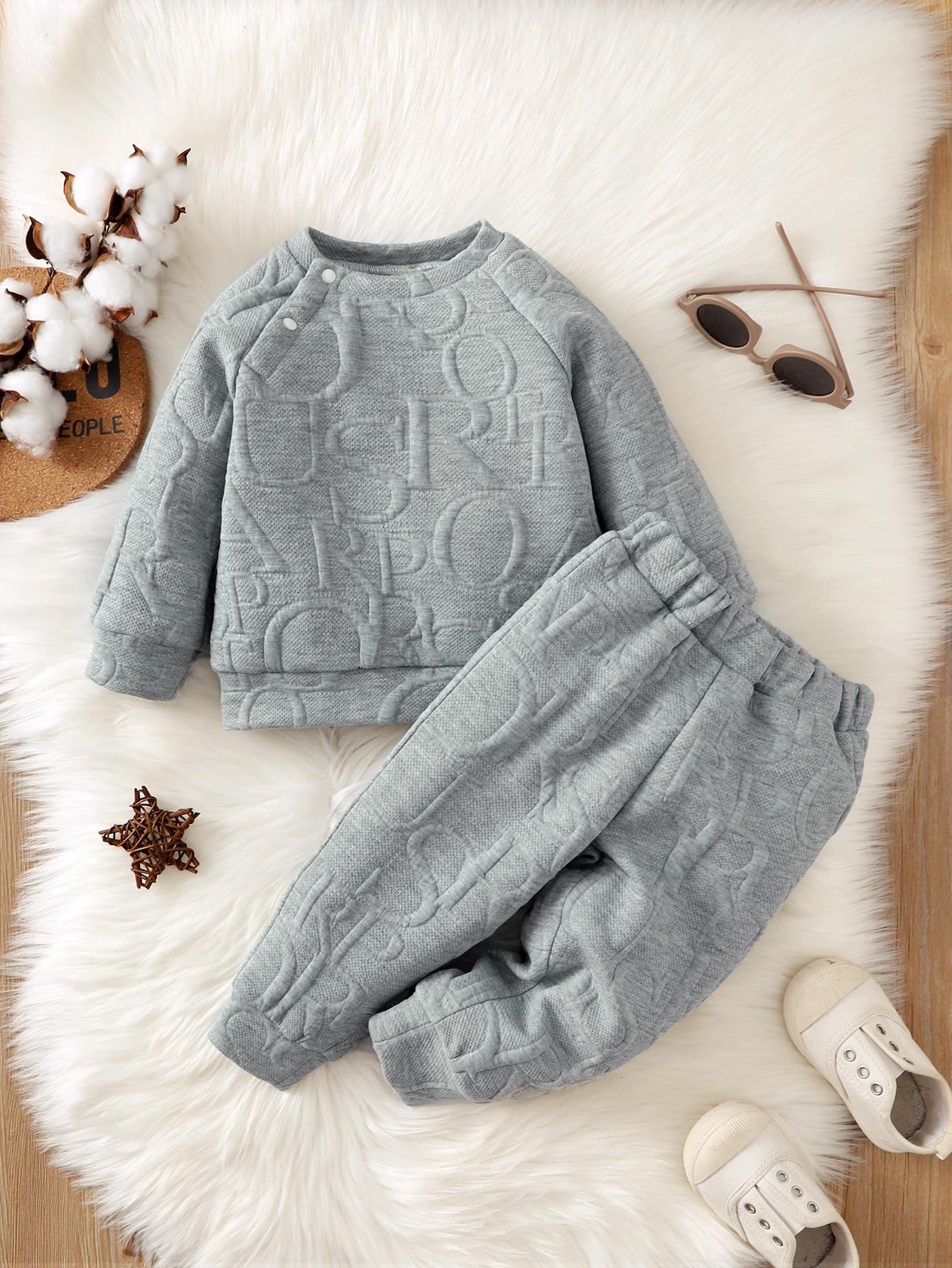 6M-3Y Kid fashion Clothes Boy Gray Long Sleeve Pants 2PCS Catpapa 112205453
