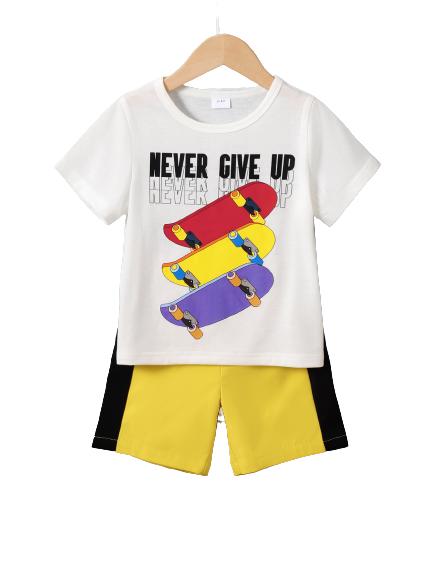 1-8Y Baby Boys Outfits Skateboard Print Toddler Boy Summer Suit Wholesale Baby Clothes Catpapa 462303018