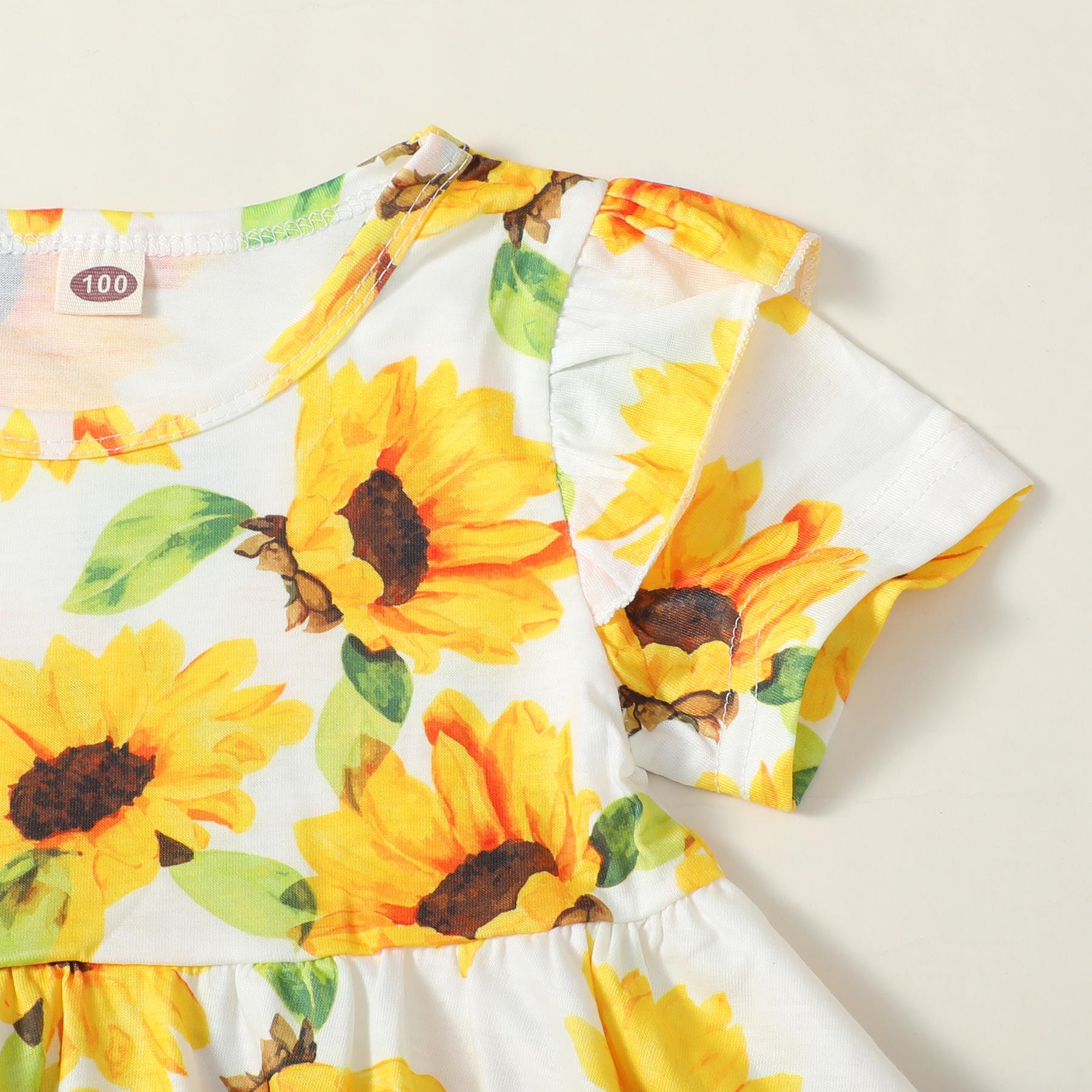 12M-4Y Baby Outfits Baby Girl Sunflowers T-Shirt Short Jeans 2PCS Catpapa YMX2003015