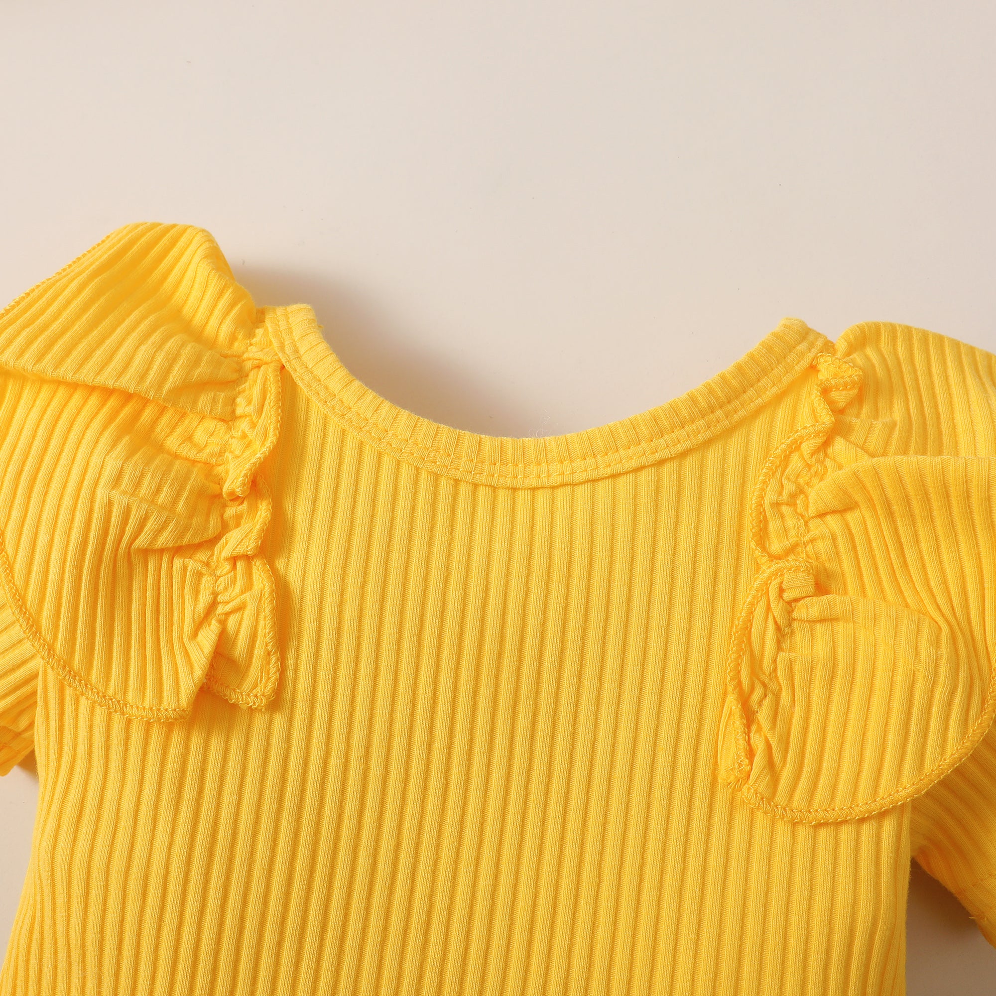 【WILD LIKE MY CURLS】baby girl short sleeve summer clothes baby girl yellow romper and sunflower pant set YW2012053