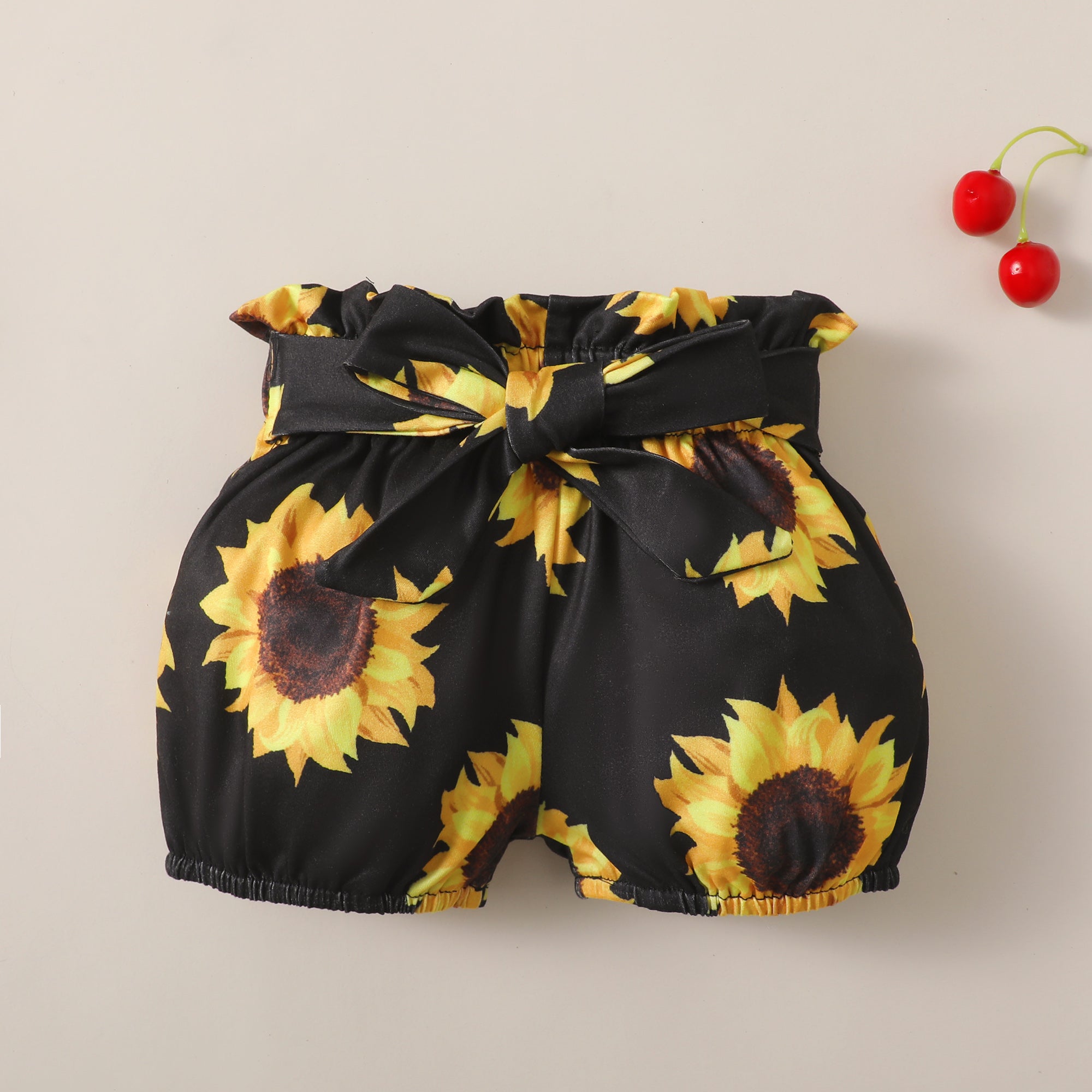 【WILD LIKE MY CURLS】baby girl short sleeve summer clothes baby girl yellow romper and sunflower pant set YW2012053
