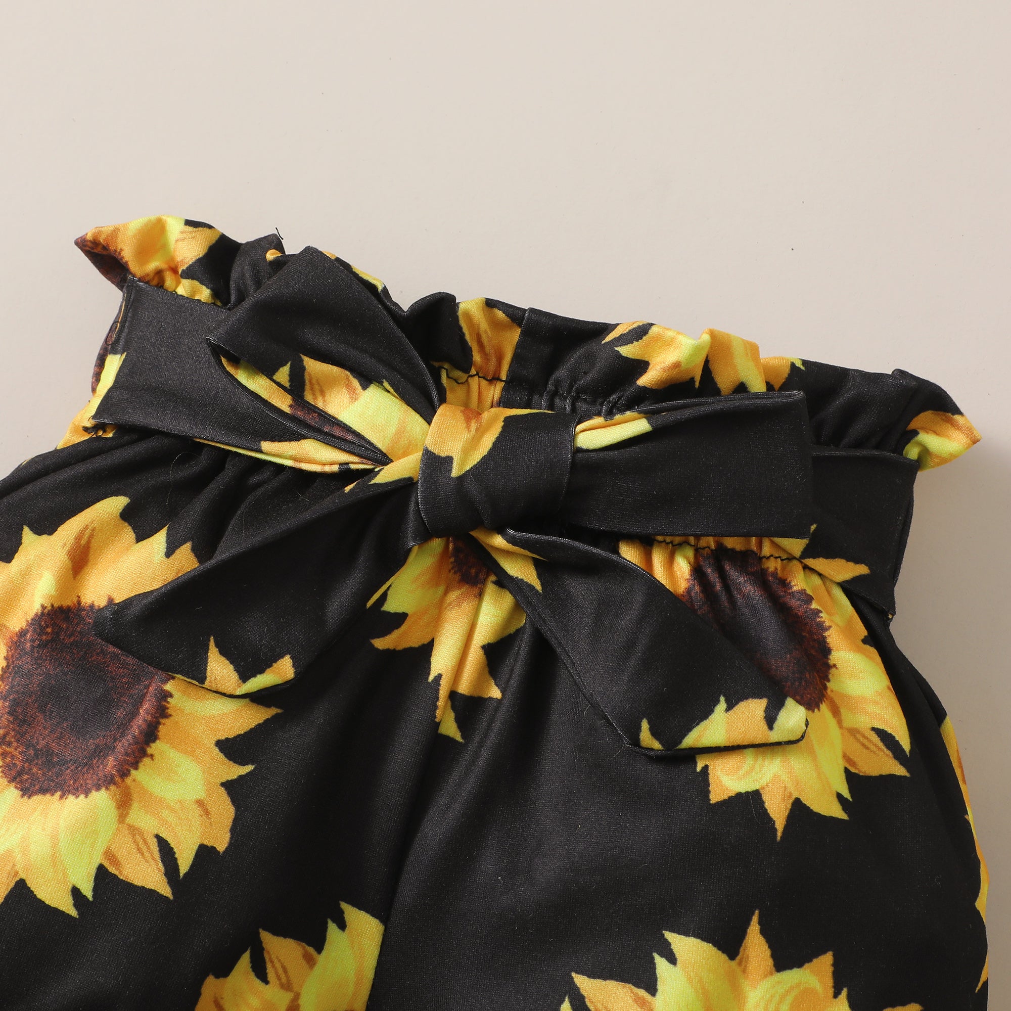 【WILD LIKE MY CURLS】baby girl short sleeve summer clothes baby girl yellow romper and sunflower pant set YW2012053