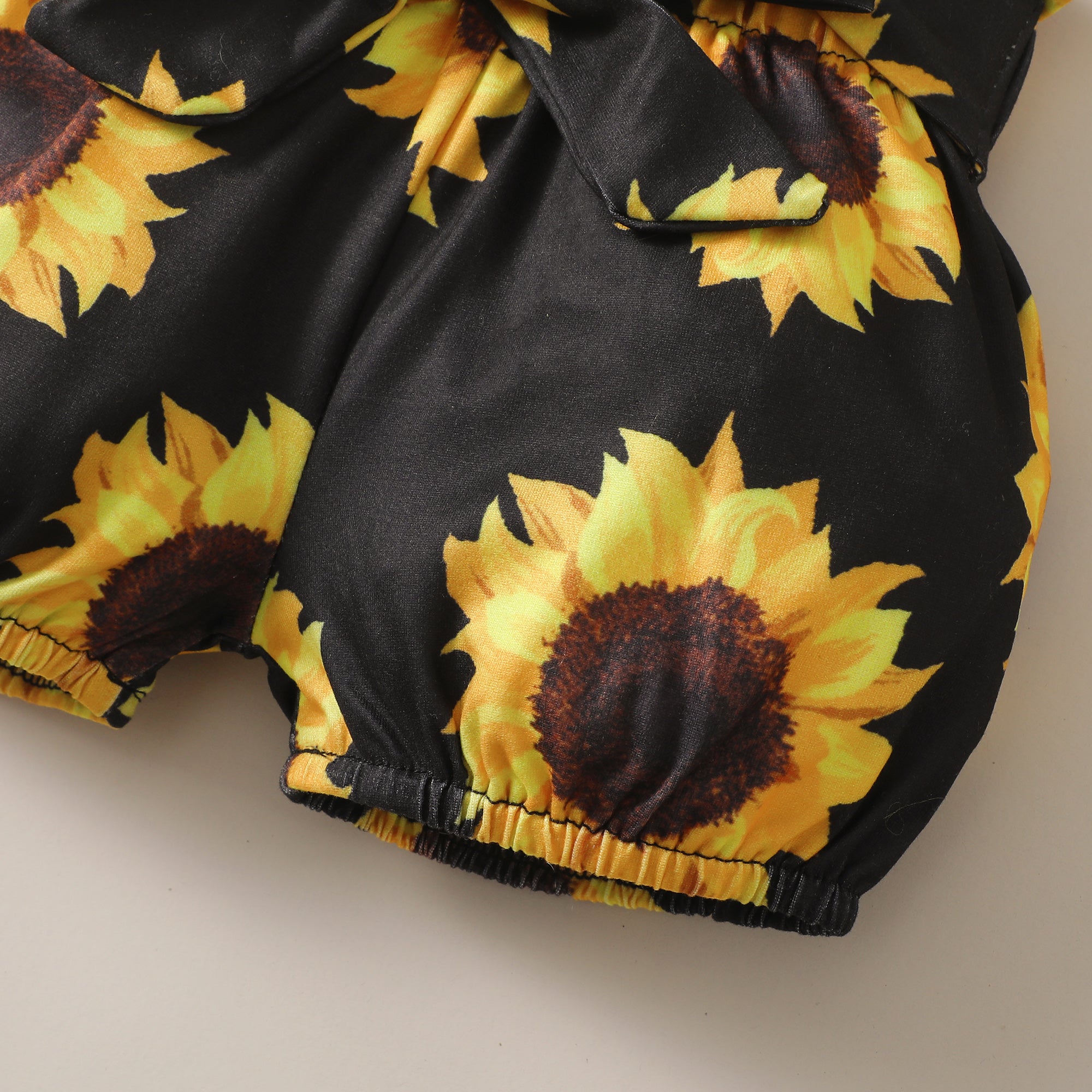 【WILD LIKE MY CURLS】baby girl short sleeve summer clothes baby girl yellow romper and sunflower pant set YW2012053