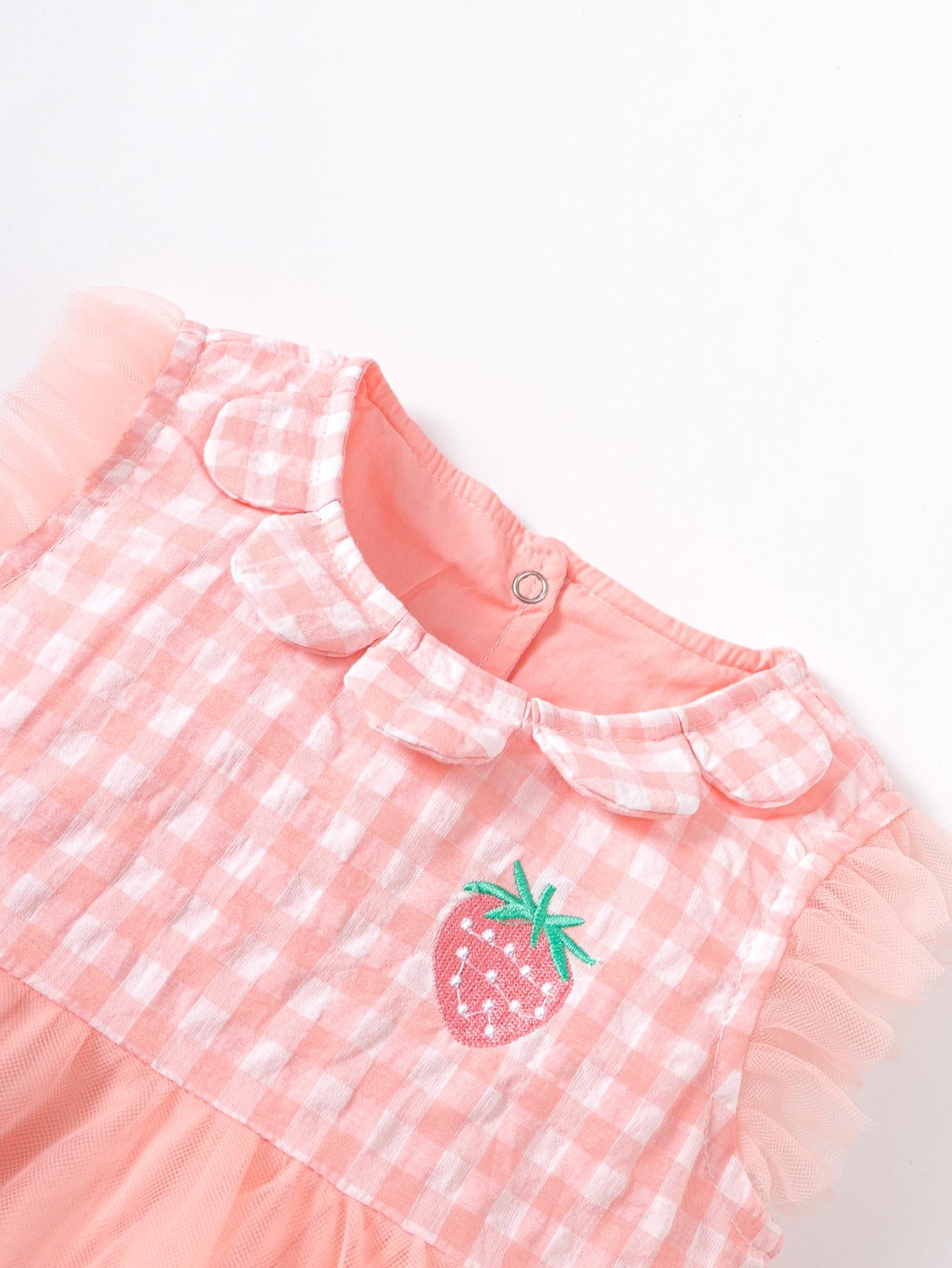 2-9M Kid Fashion Ready Stock Plaid Summer Sleeveless Splice Gauze Romper Dress With Hat 2Pcs Catpapa ZX-ZB032