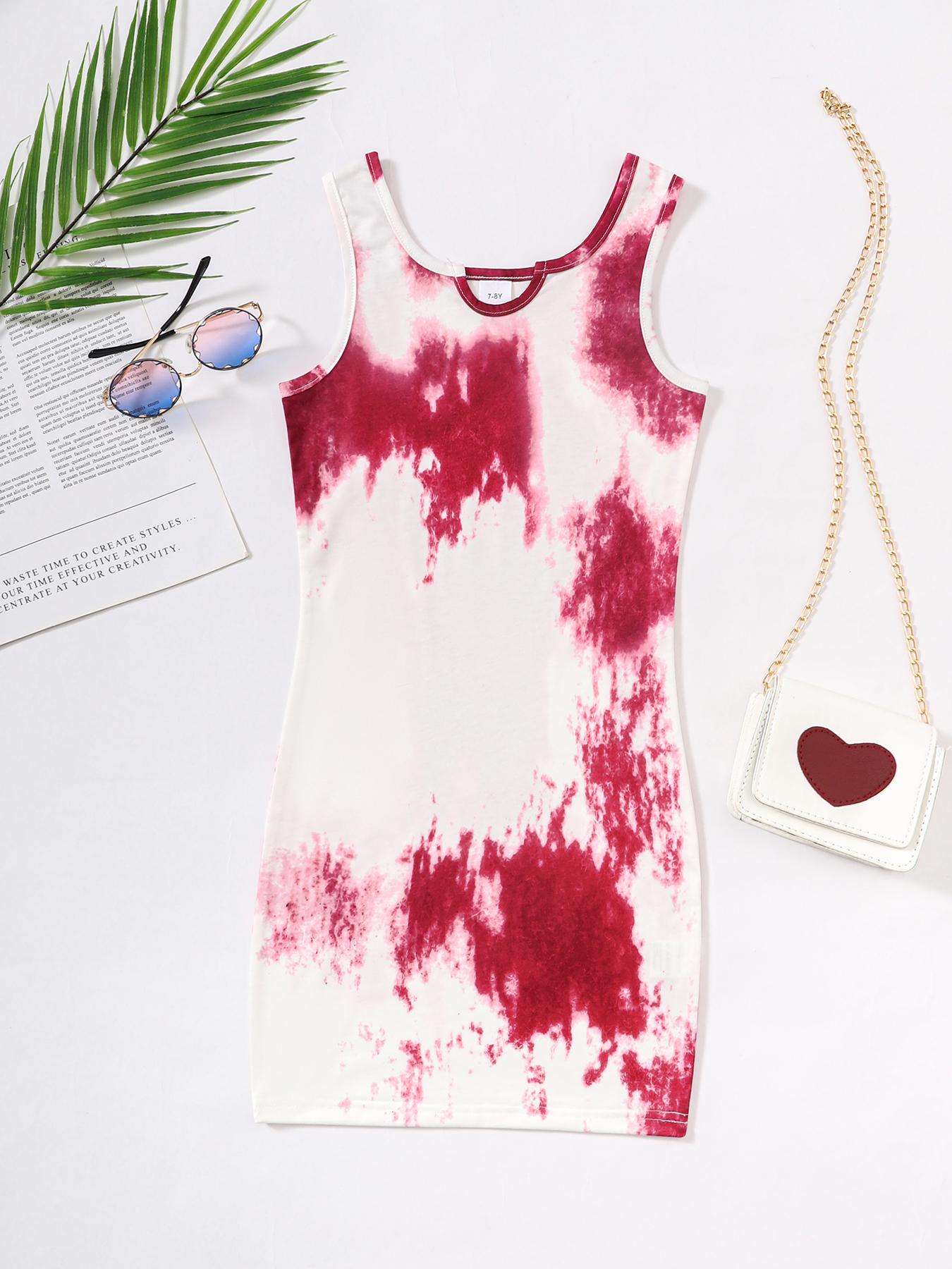 5-14Y Ready Stock Kids Girls Dress Tie-dye Sleeveless Summer Leisure Dress One Piece Casual Dress Catpapa 462306003