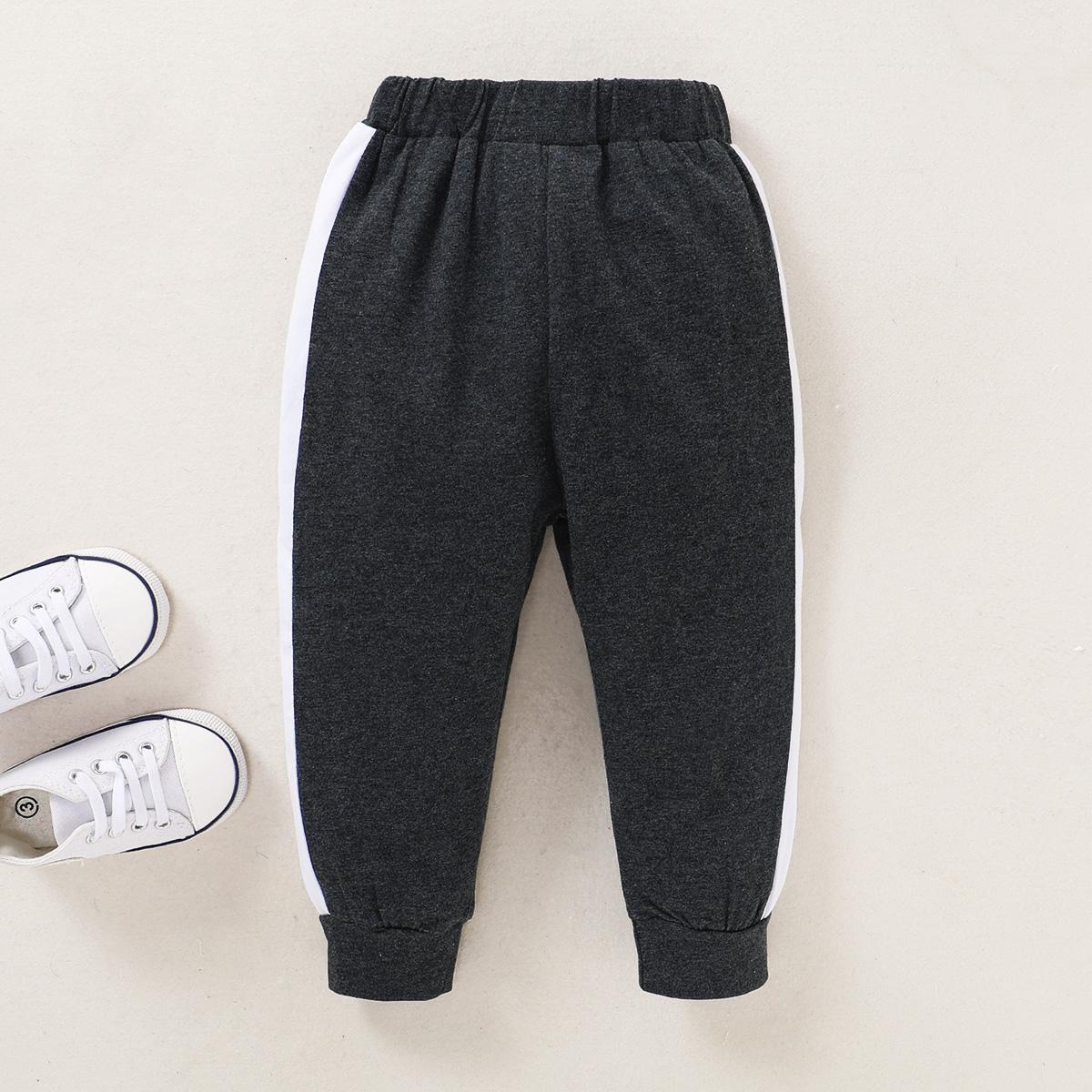 18M-5Y Kid fashion Boys Clothes MR STEAL Letter Print Dark Grey Crew Neck Long Sleeve 2PCS Catpapa WL20061048-3