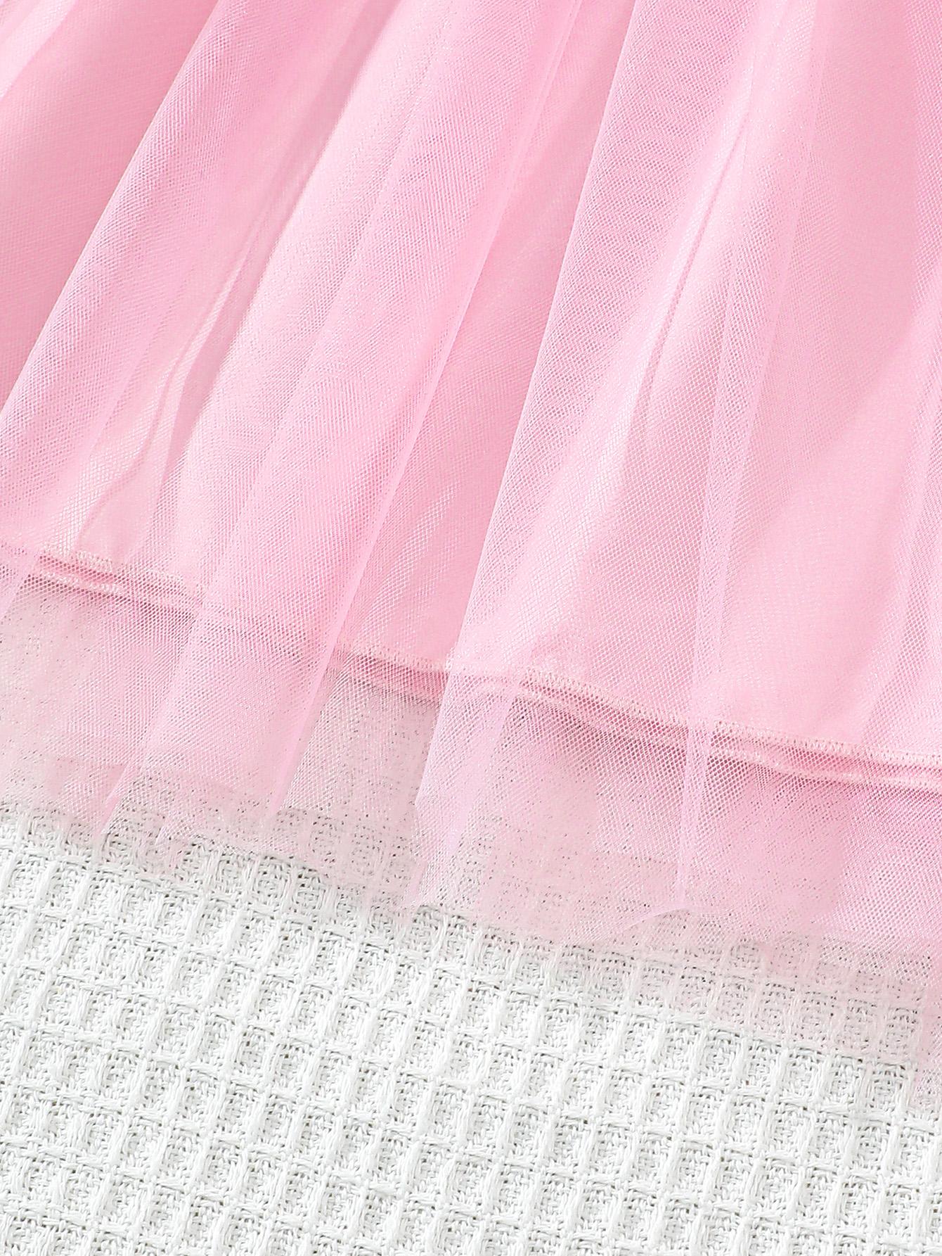 8-12Y Ready Stock 8-12y Big Girls Feast Dress Rose Print Ruffle Splice Gauze Sleeveless Dress One Piece Princess Dress Pink Catpapa YCS132312303