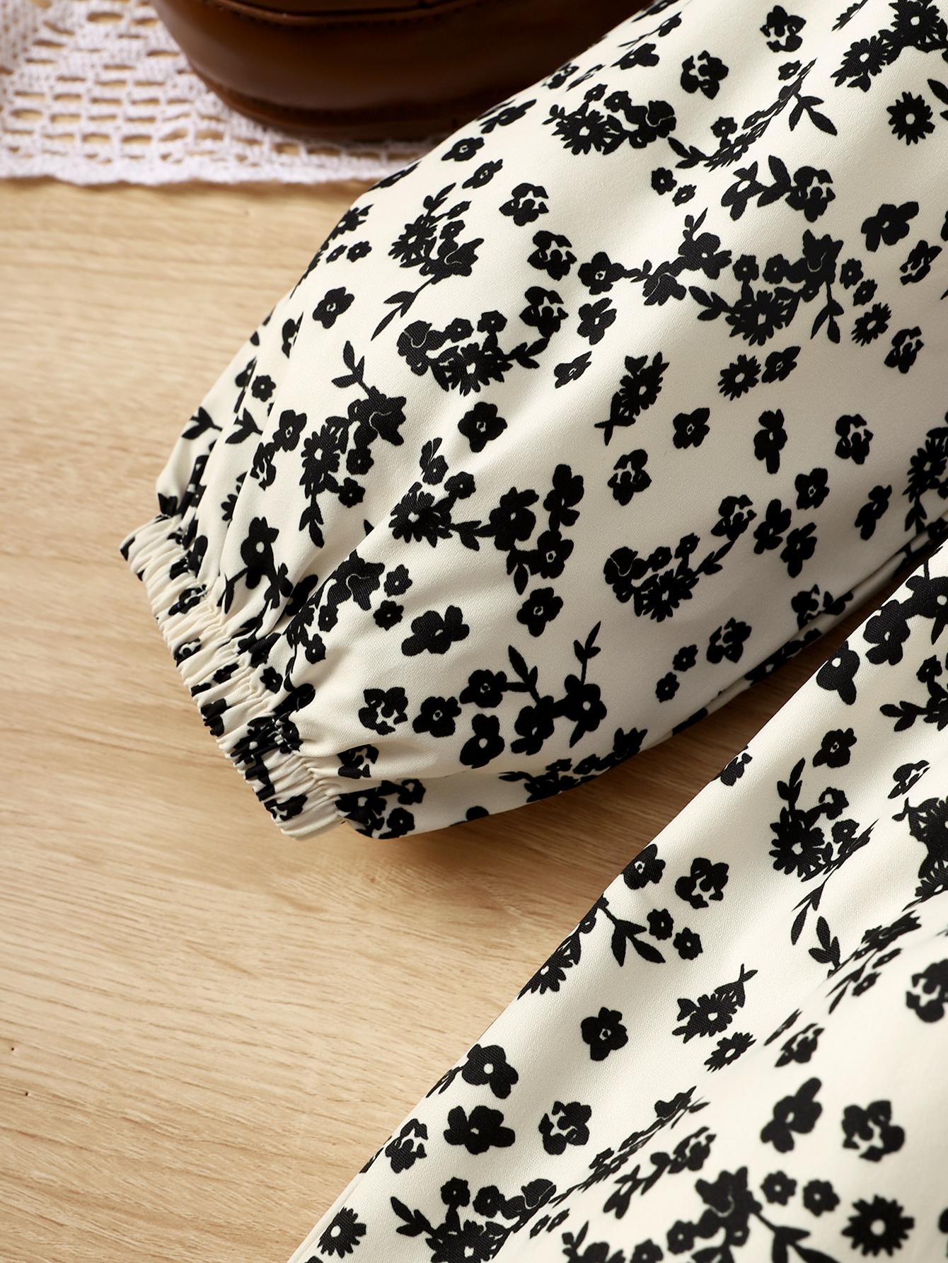 9M-6Y Ready Stock Baby Girls Dress Floral Pattern Long Sleeve Dress One Piece Sun Dress White Catpapa 623060005