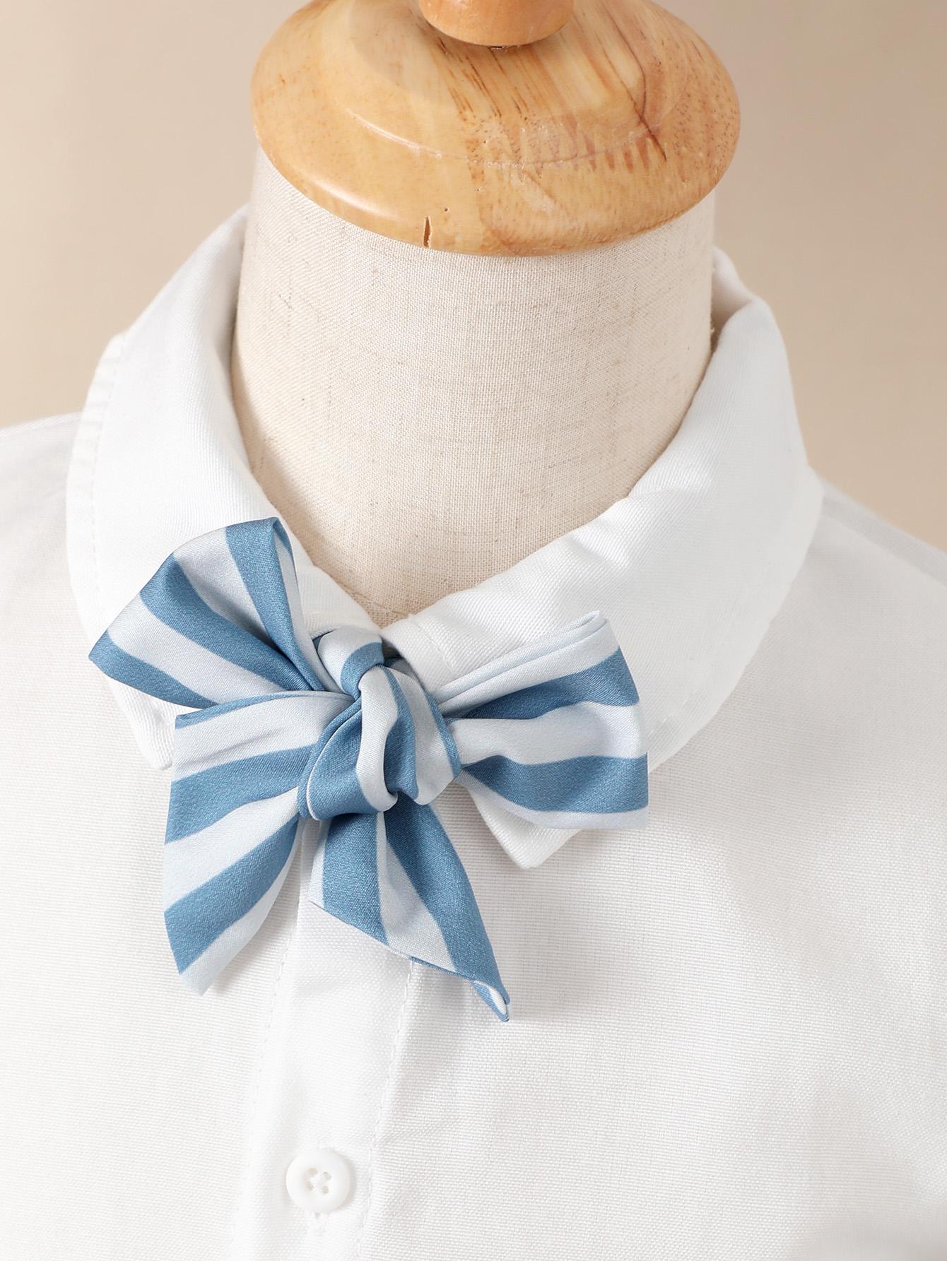 3-7Y Ready Stock Baby Boys Clothes Turn-down Collar Tops Elastic Stripe Shorts 2Pcs Gentle Outfits Blue Catpapa 212211005