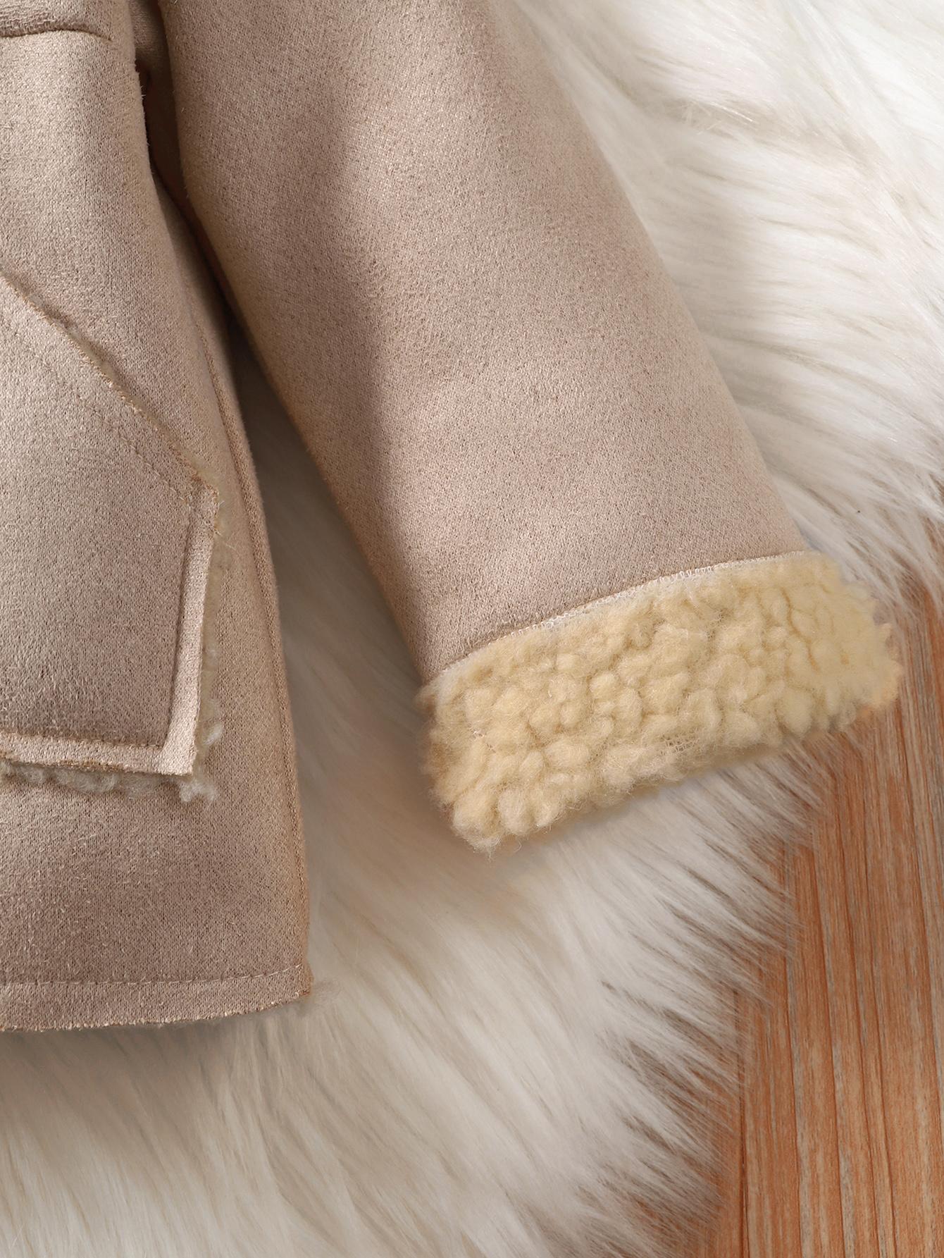 6M-3Y Baby Clothes Baby Coat Long Sleeve Pocket Hoodie One Piece Apricot Catpapa 112208019
