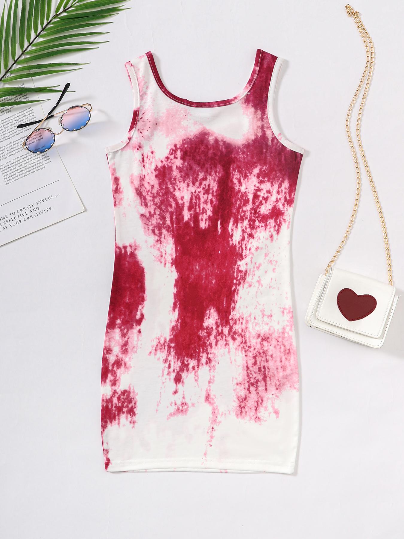 5-14Y Ready Stock Kids Girls Dress Tie-dye Sleeveless Summer Leisure Dress One Piece Casual Dress Catpapa 462306003