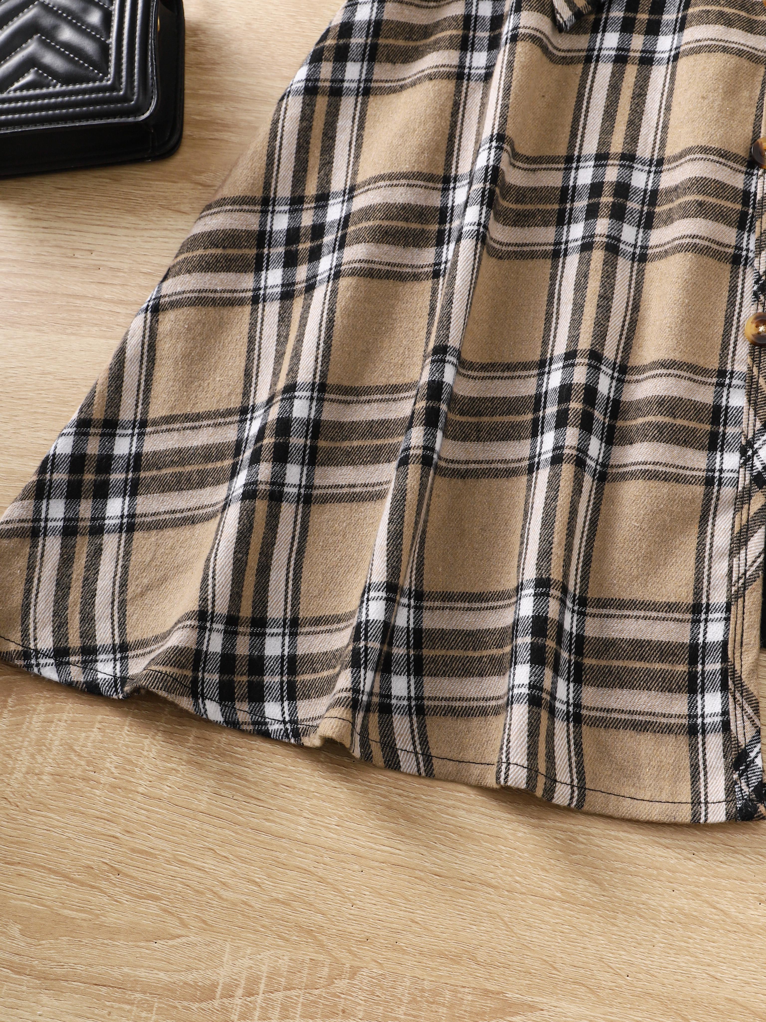 8-14Y Ready Stock Kids Girls Dress Fashion Plaid Splice Off Shoulder Bow Asymmetrical Dress One Piece Leisure Dress Catpapa 462305013