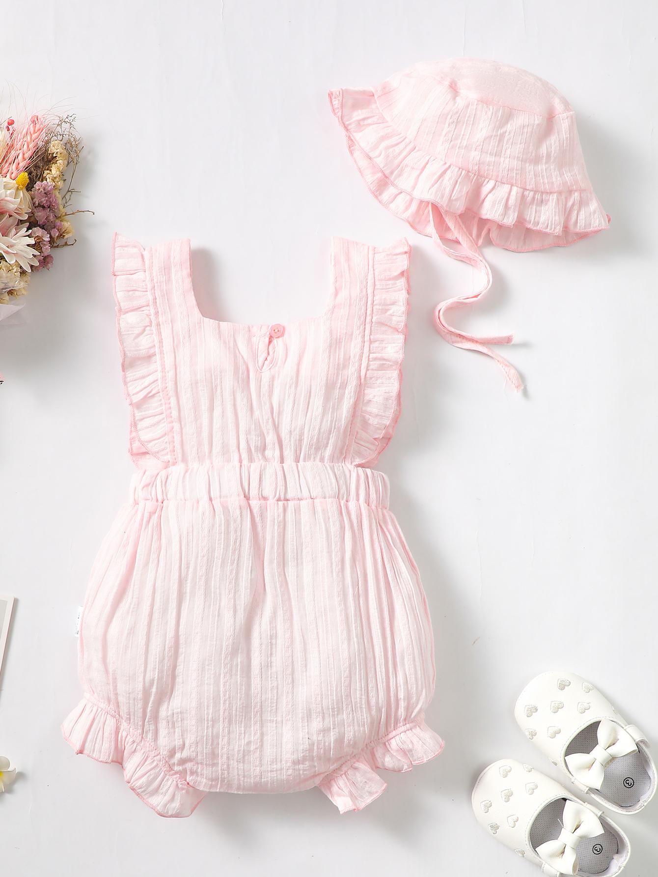 0-12M Baby Girls Clothes Baby Summer Sleeveless Romper With Hat Baby Clothing Wholesale Catpapa ZX-ZB030