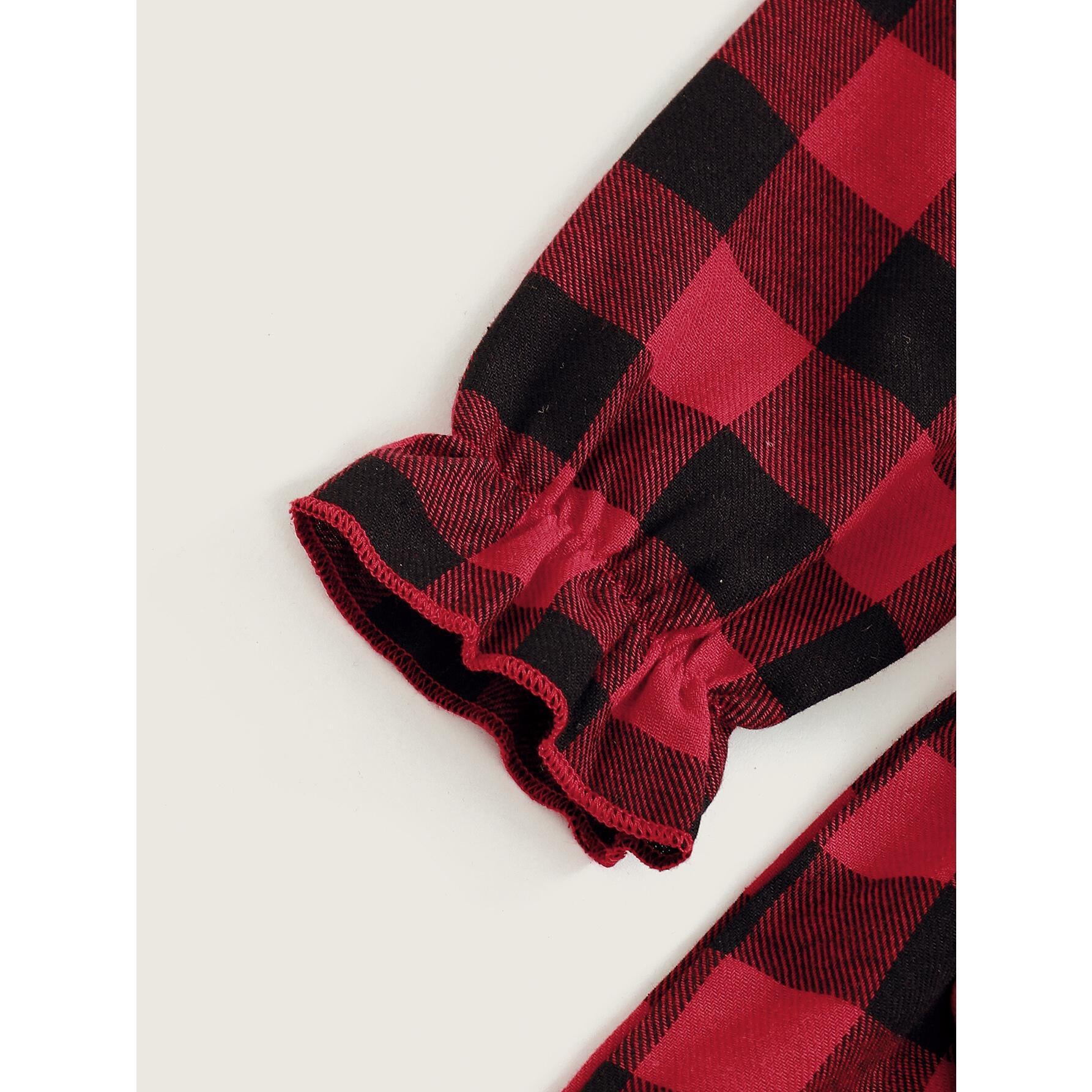12M-7Y Kids fashion Girl Clothes Long Sleeve One Piece Jumpsuit Baby Girl Red Plaid One-piece Bodysuit Catpapa WL20081465