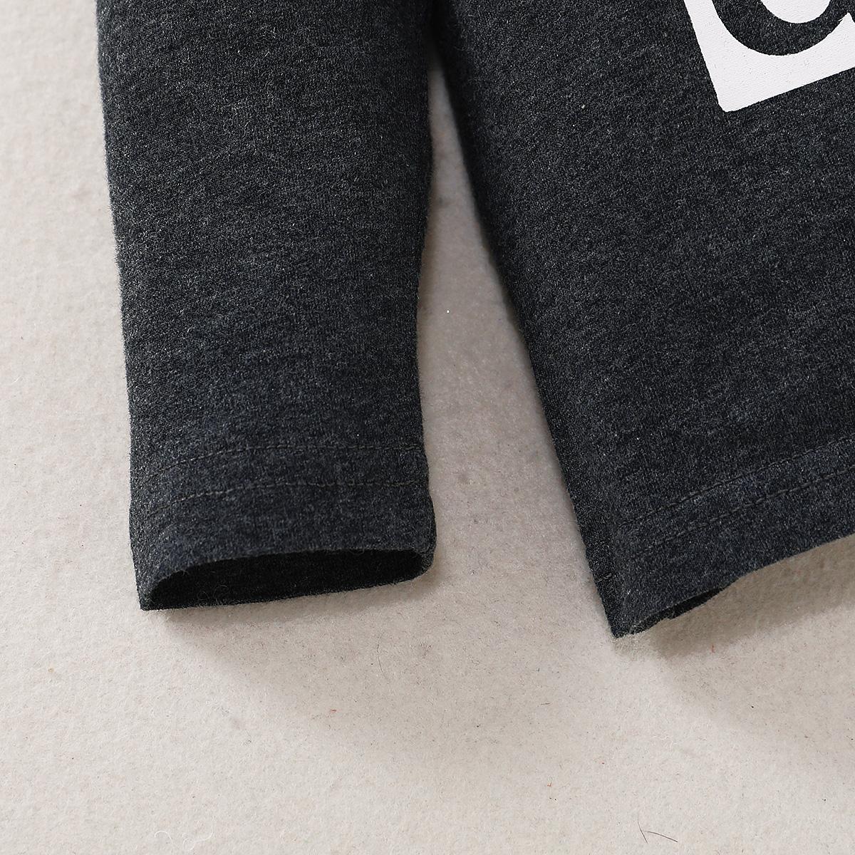 18M-5Y Kid fashion Boys Clothes MR STEAL Letter Print Dark Grey Crew Neck Long Sleeve 2PCS Catpapa WL20061048-3