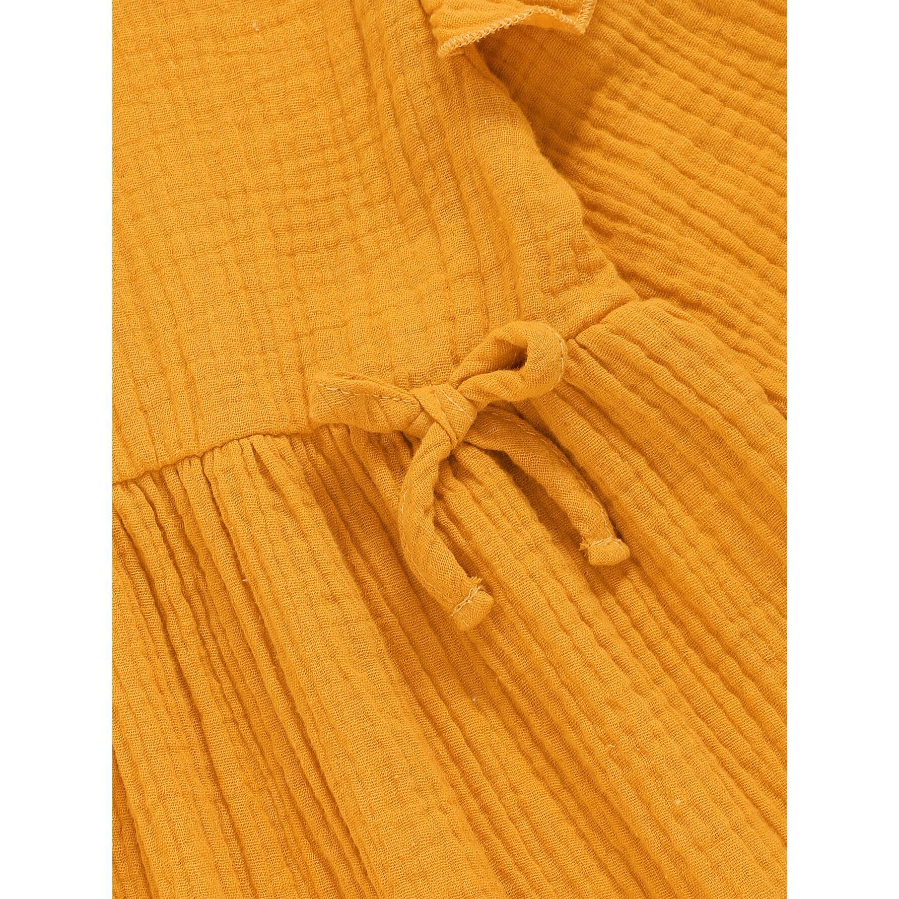 3-24M Newborn Baby Girl Dress Ruffle Long Sleeve Round Neckline Dress Casual Dress Yellow Catpapa WL20071137