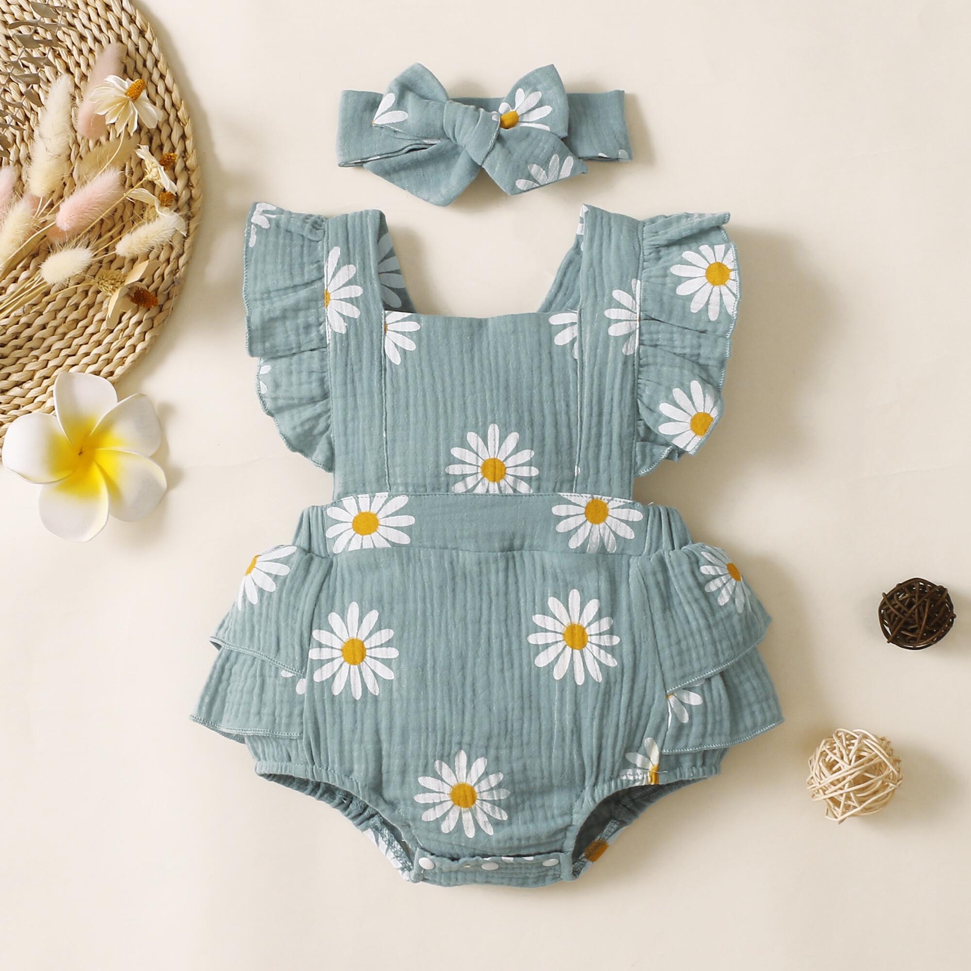 0-18M Baby Girls Clothes New Born Baby Bodysuit Daisy Flying Sleeve Romper Wholesale Baby Clothes Catpapa 32102758