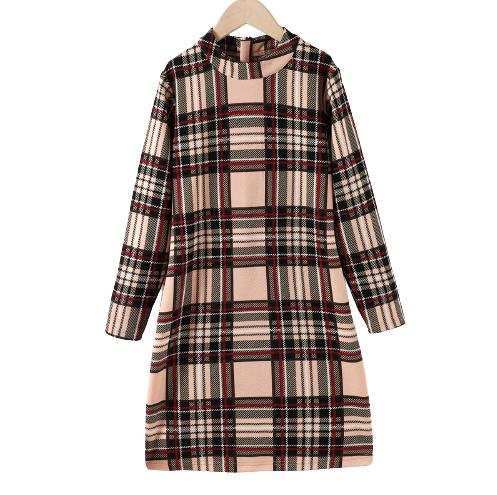 8-14Y Ready Stock Big Girls Dress Plaid Print Long Sleeve Round Neckline Dress One Piece Casual Dress Catpapa 462307017