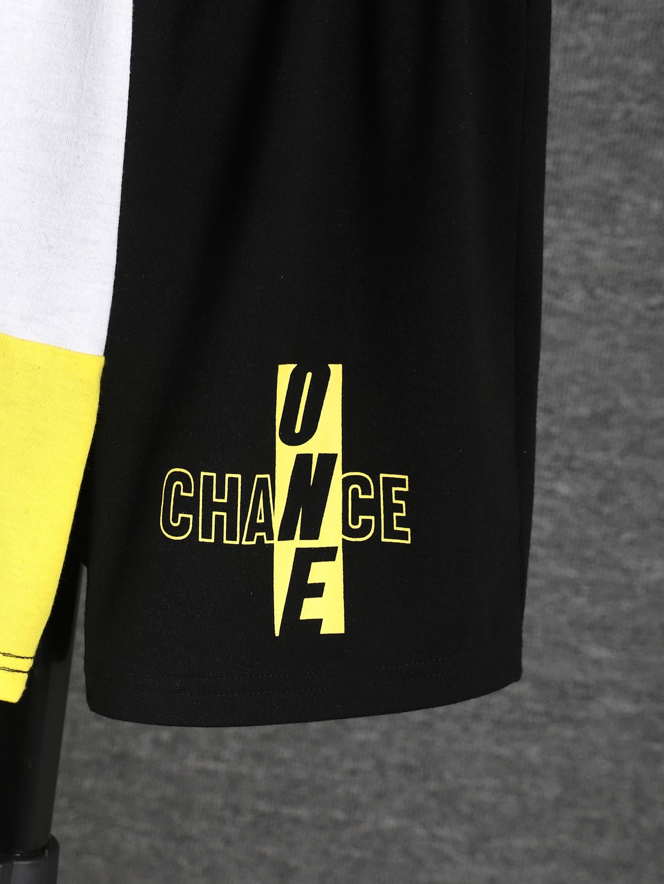 7-15Y Kids Boys Outfits Shorts Sets Letter Graphics Tee Elastic Color Block Shorts 2Pcs Clothing From 7Y-15Y White Catpapa 462306014