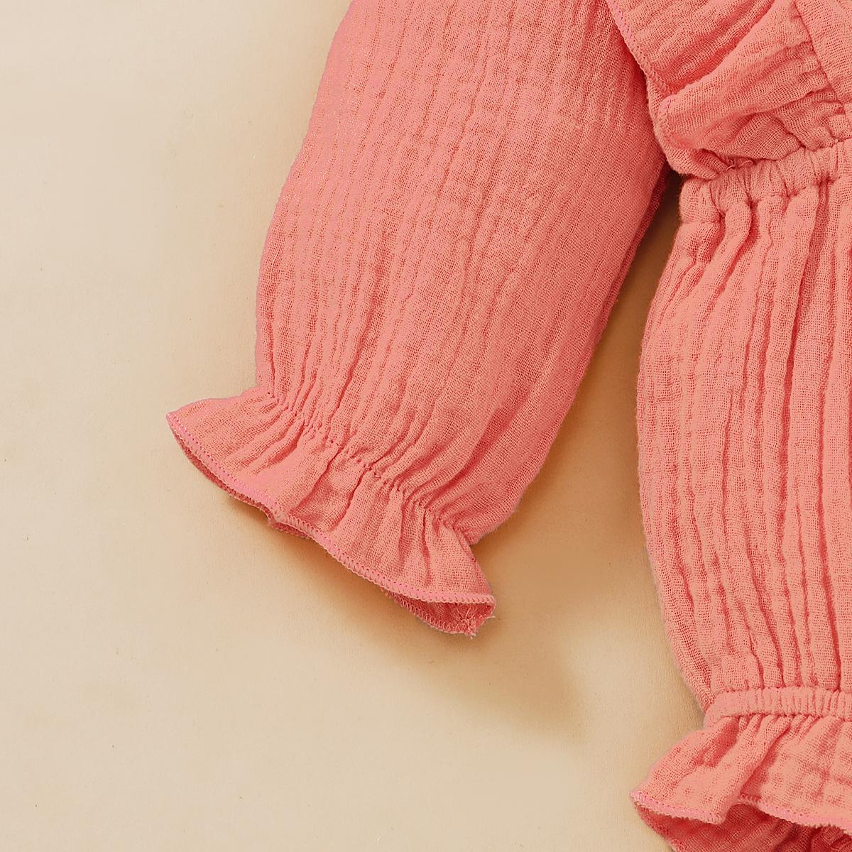 0-18M Baby Girls Clothes Baby Long Sleeve Jumpsuit Pink Romper Wholesale Baby Clothes Catpapa YMX2007114-2