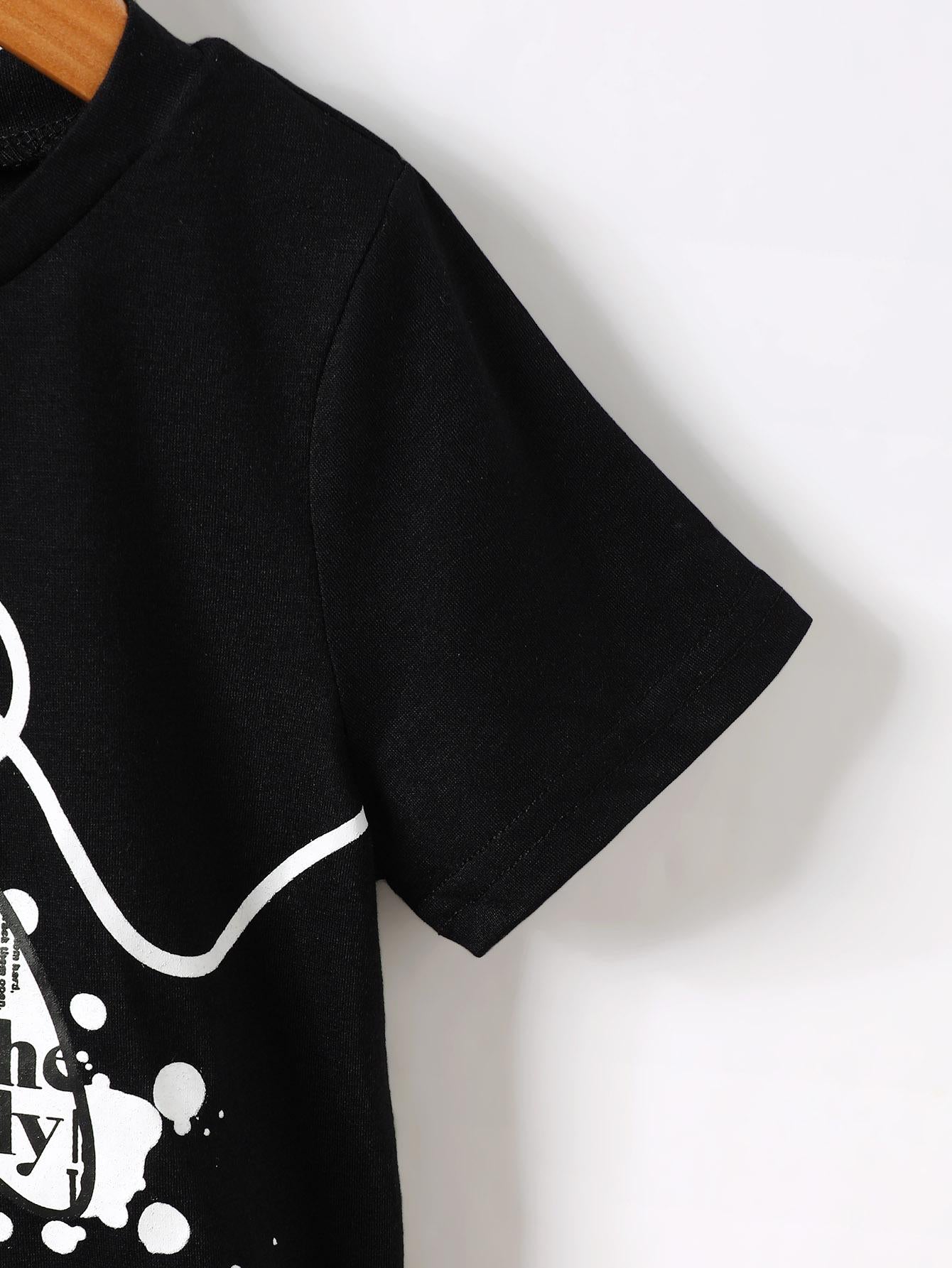 4-7Y Baby Boys Clothes Set Games Console Print Casual Tops For Summer Elastic Full Print Shorts 2Pcs Outfits Black Catpapa YCF112210752