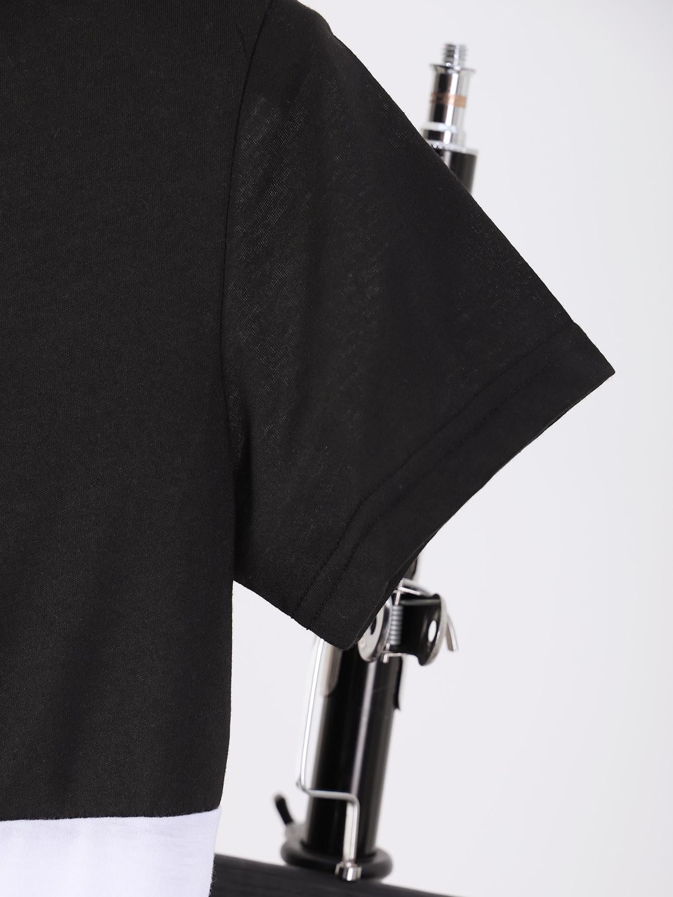 7-15Y Ready Stock  Big Boys Summer Clothes Three-color Splicing Short Casual Tee Elastic Shorts 2-Pieces Outfit Sets Black Catpapa 462401034/462401035