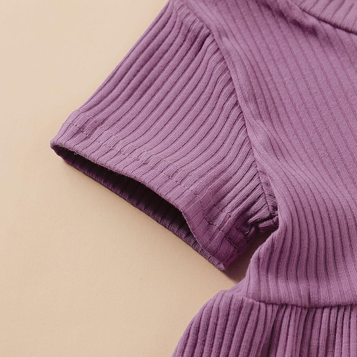3-18M Baby Girl Clothes Short Sleeve Shirt Cute Shorts Set Cotton Clothes Purple Catpapa YMX1912913-4