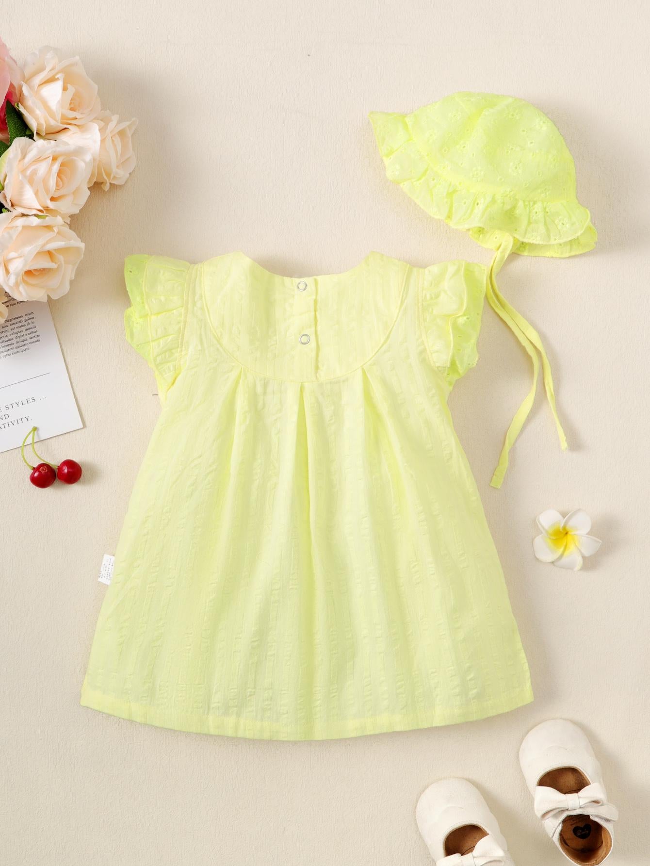2-15M Kid Fashion Ready Stock Girls Outfits Sleeveless Solid Color Summer Dress With Hat 2Pcs Clothes Set Catpapa ZX-ZB001