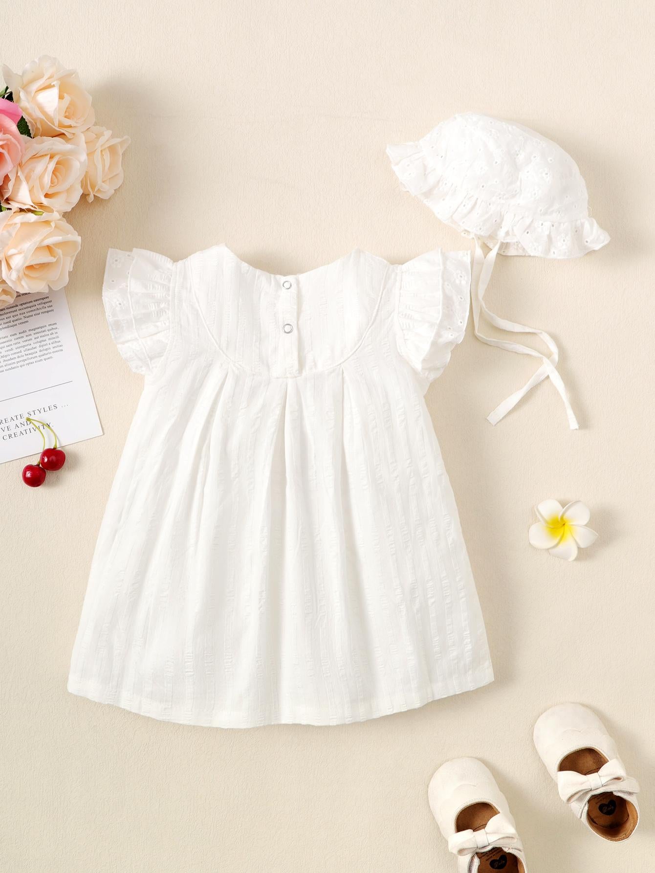2-15M Kid Fashion Ready Stock Girls Outfits Sleeveless Solid Color Summer Dress With Hat 2Pcs Clothes Set Catpapa ZX-ZB001