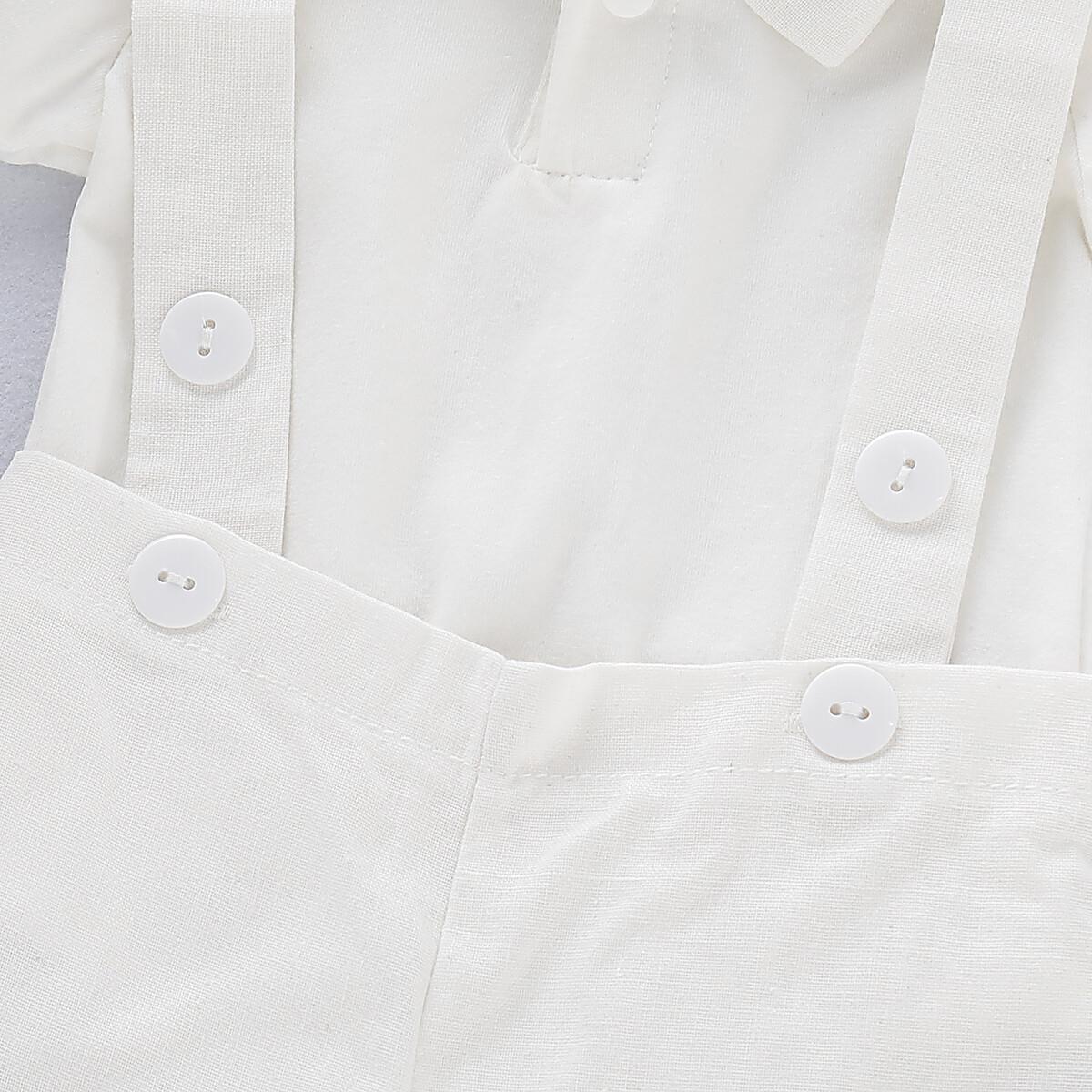 3-24M Christening Newborn Baby Boys Clothes Baby Boys 2PCS Outfits Short Sleeve Lapel Romper Tops Overall Shorts Gentle Set White Catpapa 190390-1