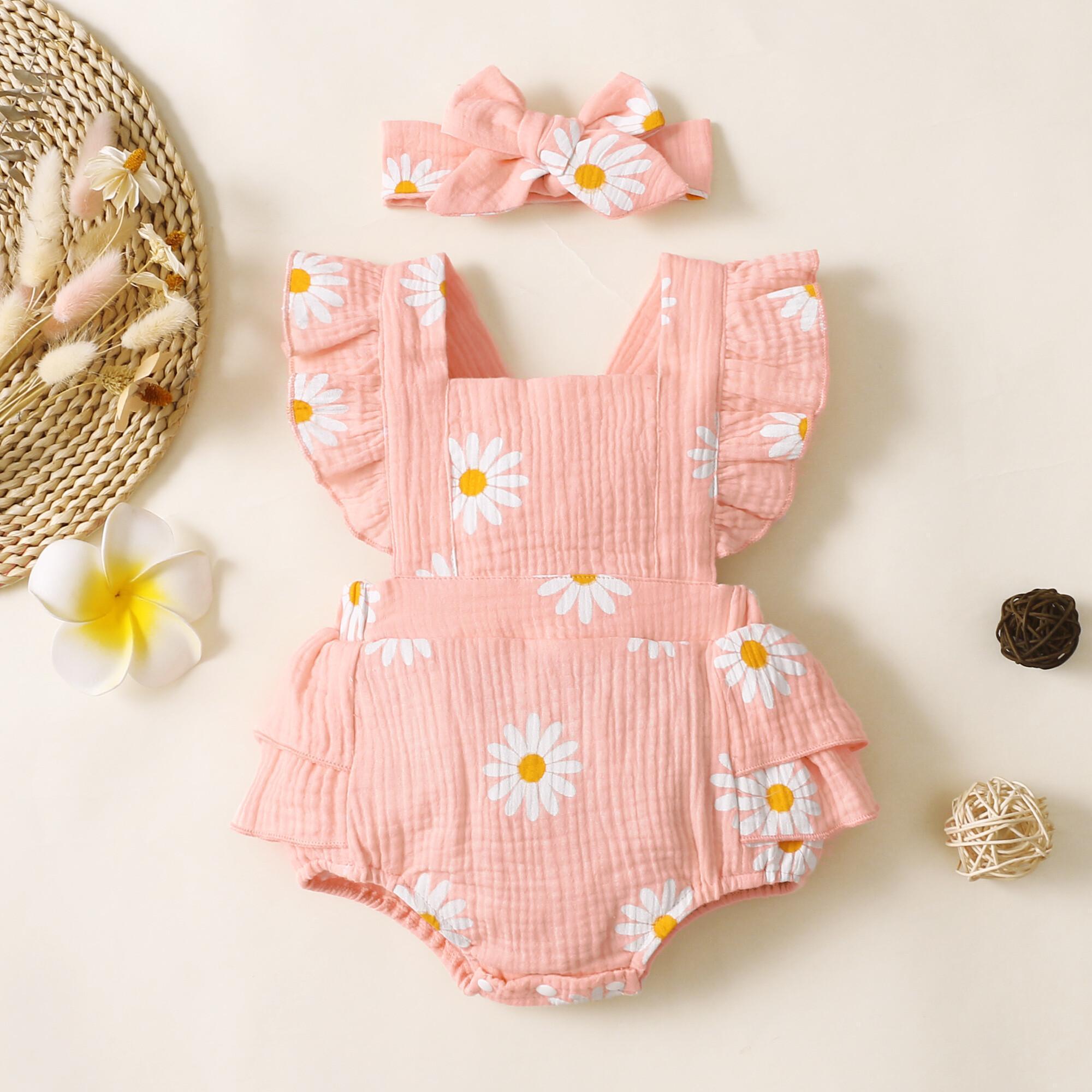 0-18M Baby Girls Clothes New Born Baby Bodysuit Daisy Flying Sleeve Romper Wholesale Baby Clothes Catpapa 32102758
