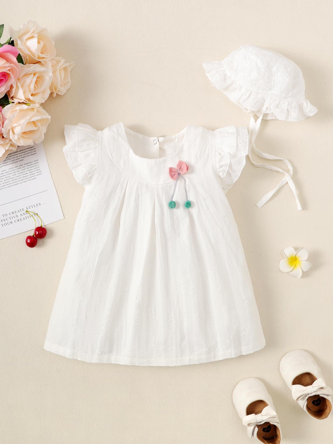 2-15M Kid Fashion Ready Stock Girls Outfits Sleeveless Solid Color Summer Dress With Hat 2Pcs Clothes Set Catpapa ZX-ZB001