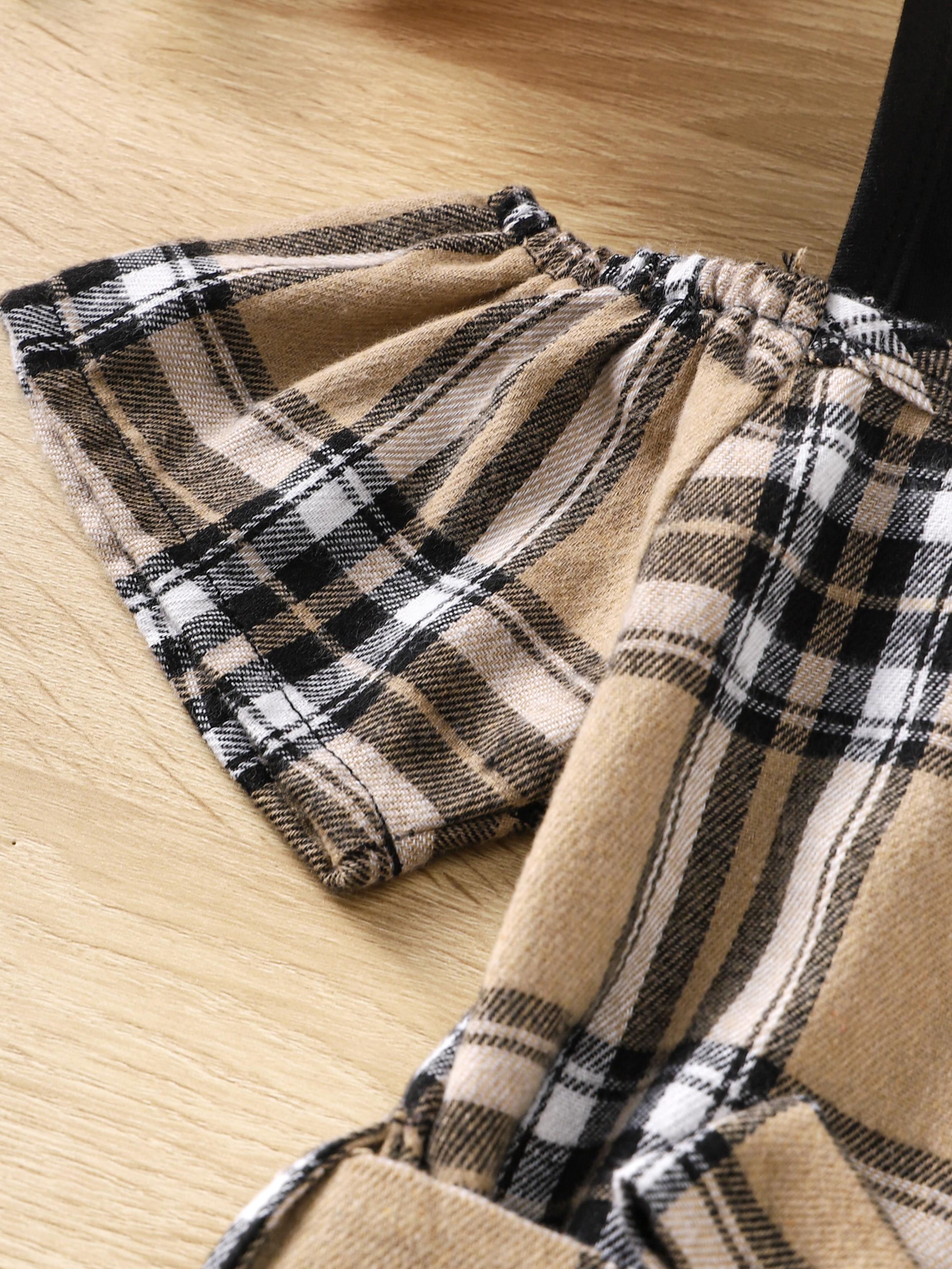 8-14Y Ready Stock Kids Girls Dress Fashion Plaid Splice Off Shoulder Bow Asymmetrical Dress One Piece Leisure Dress Catpapa 462305013