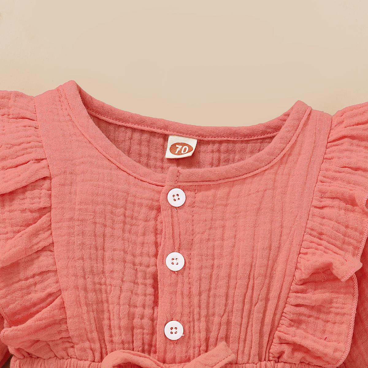 0-18M Baby Girls Clothes Baby Long Sleeve Jumpsuit Pink Romper Wholesale Baby Clothes Catpapa YMX2007114-2