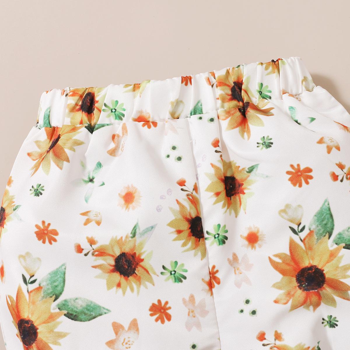 6M-3Y Ready Stock 6m-3y Baby Girls Clothes Summer One Shoulder Lotus Leaf Collar Tops Floral Shorts 2Pcs Outfits Catpapa 22103013