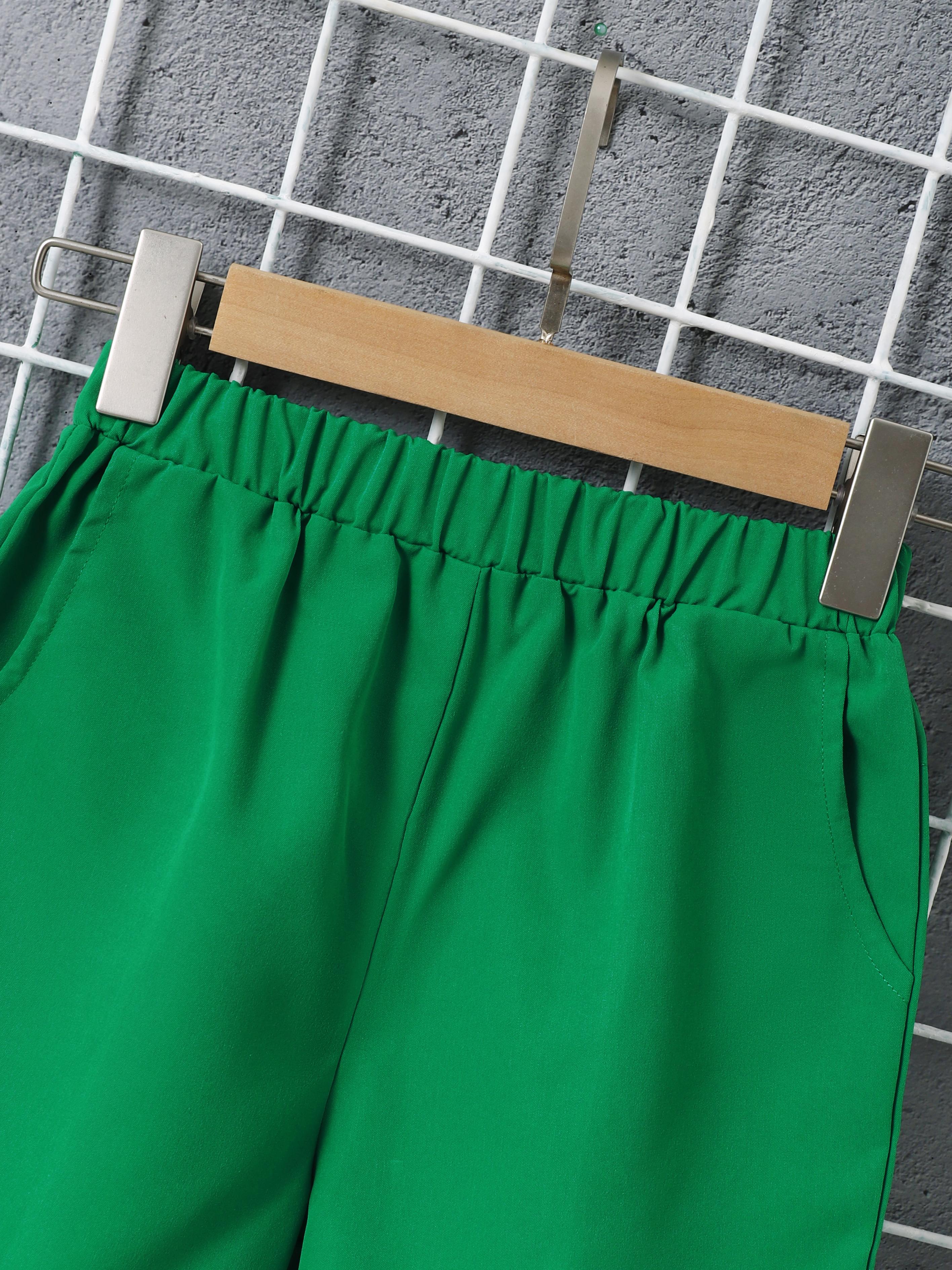 7-15Y Ready Stock Kids Clothes Boys Outfits Shorts Sets Bear Print Shorts Sleeve Tops Elastic Shorts 2Pcs Summer Clothes Set Green Catpapa 462306011