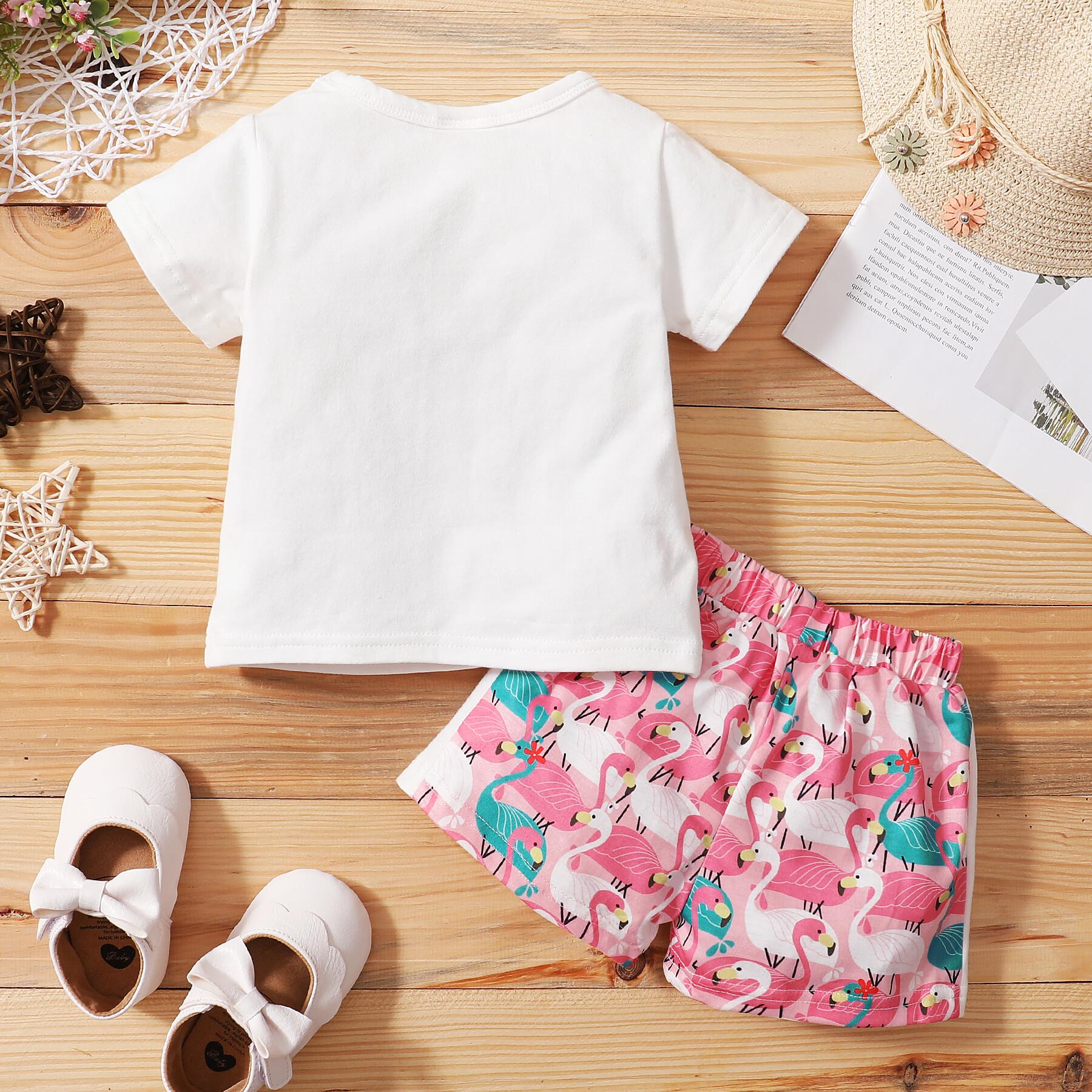 3-24M Infant Kids Girl Clothes Short Sleeve Shirt Top Shorts Set Infant Baby Girl Shorts Outfits Catpapa L2006085